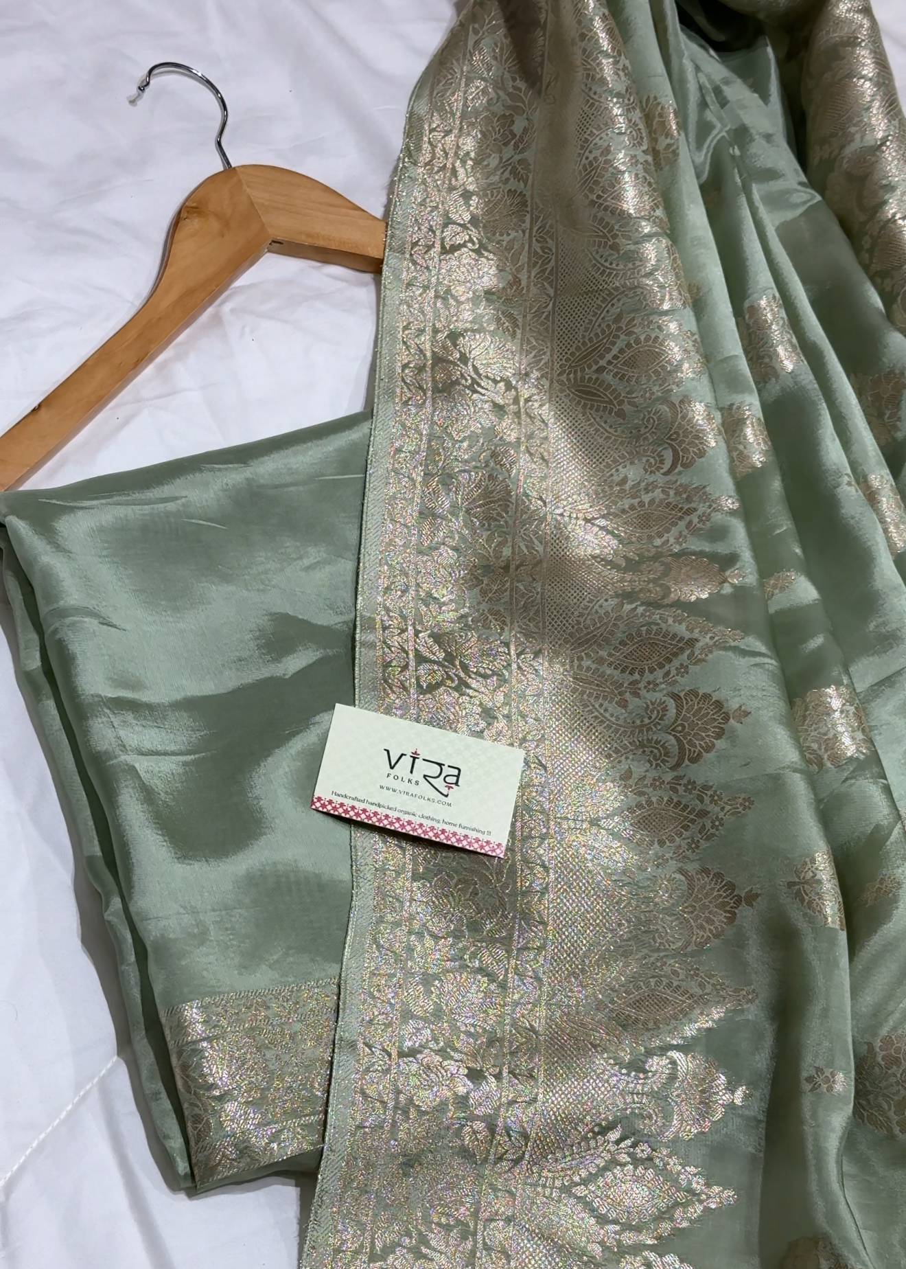 Green & Golden Banarasi Silk Saree