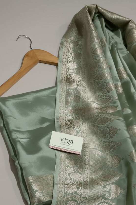 Green & Golden Banarasi Silk Saree