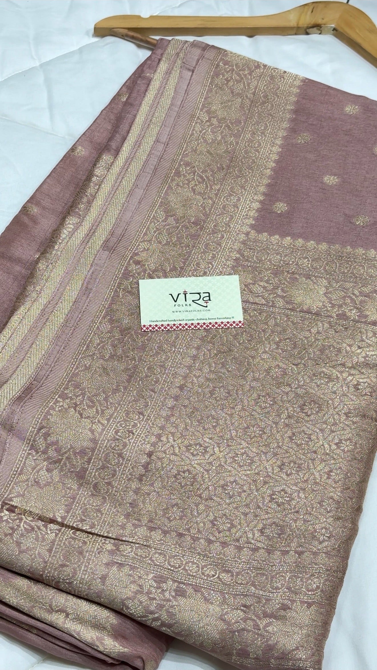 Peach & Golden Banarasi Silk Saree