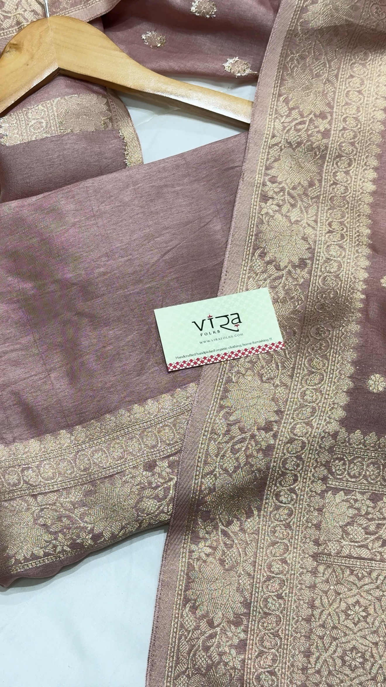 Peach & Golden Banarasi Silk Saree