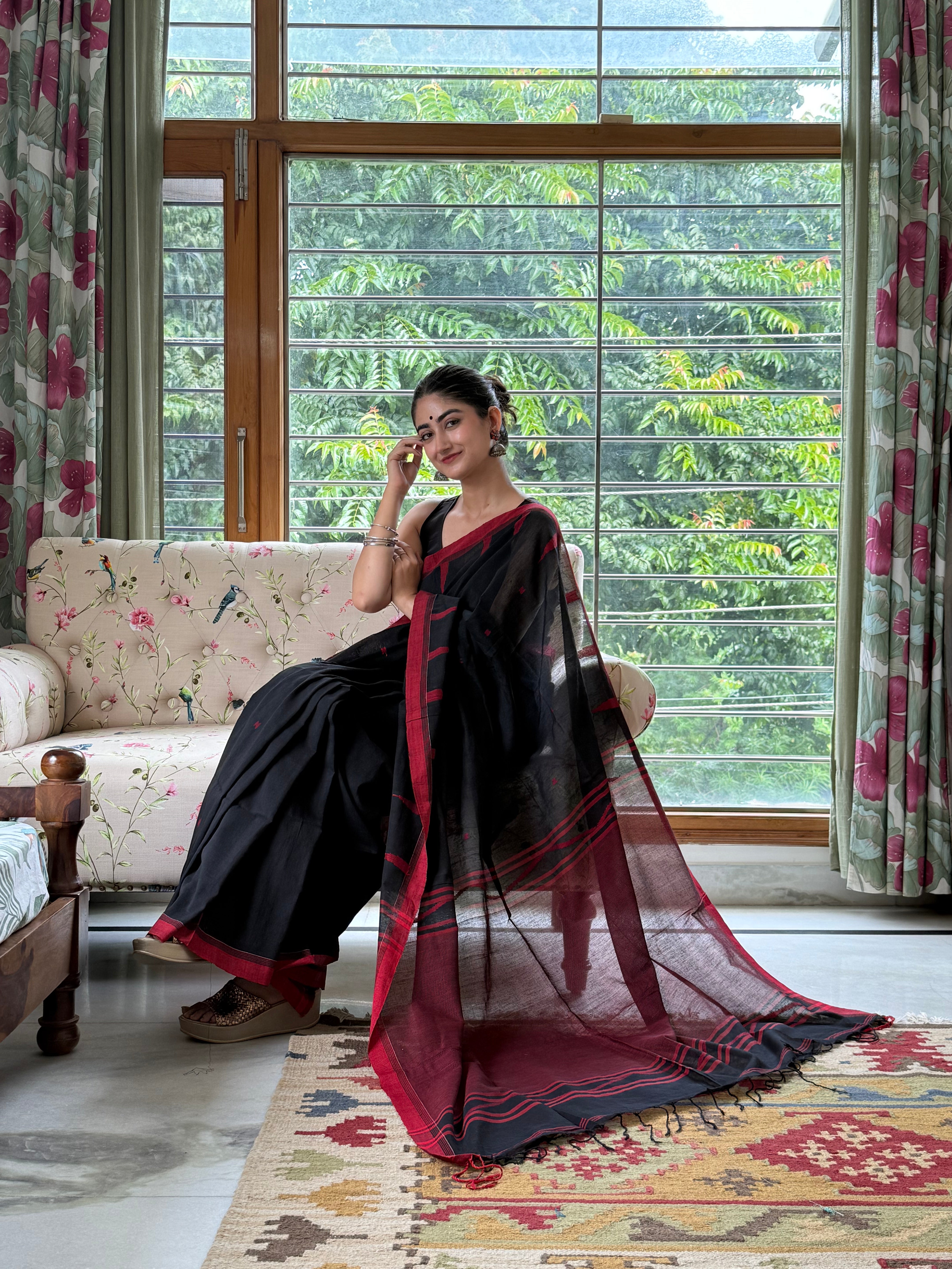 Temple Weaving on Border Bengal Cotton Saree