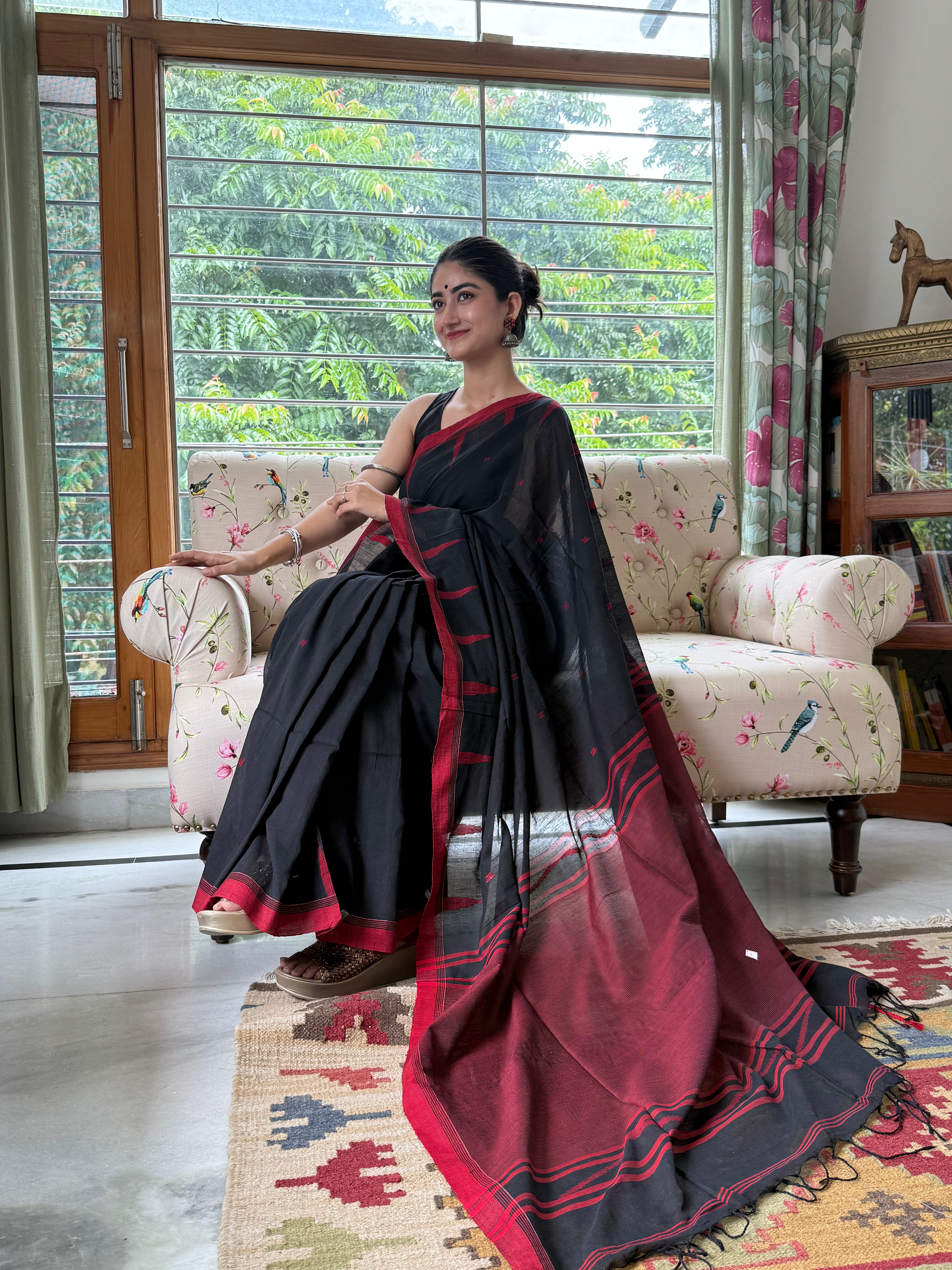 Temple Weaving on Border Bengal Cotton Saree