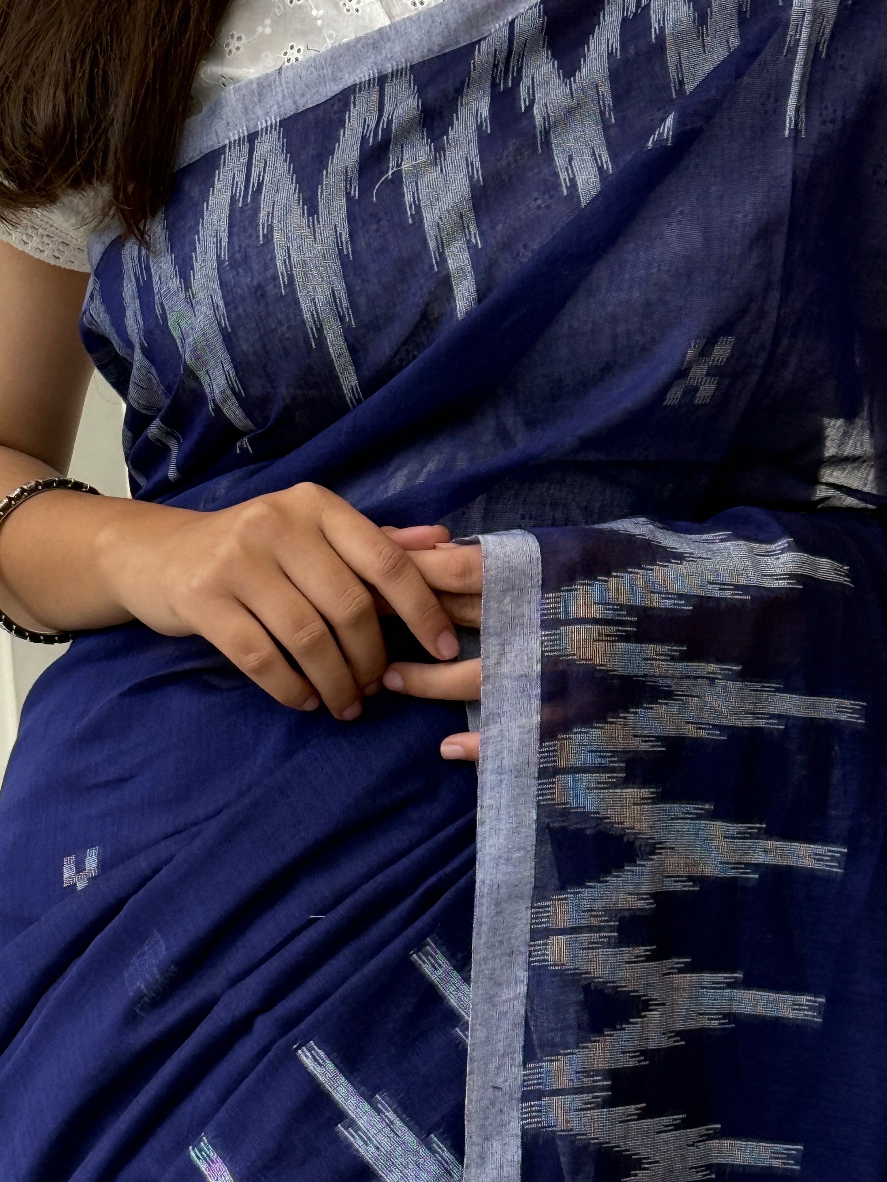 Soft Handwoven Pure Cotton Fabric in Royal Blue