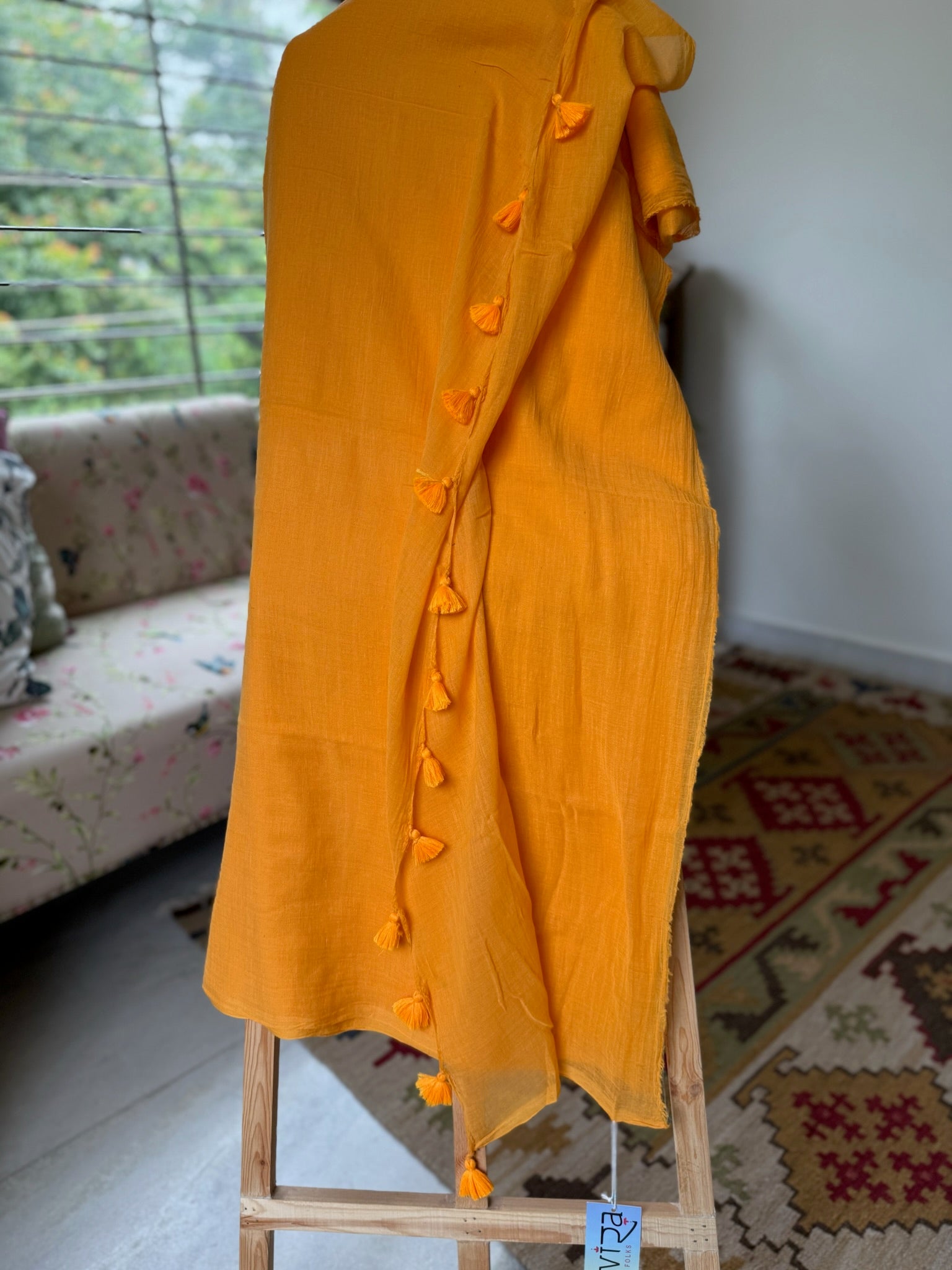 Bright Yellow Pure Mul Cotton Saree