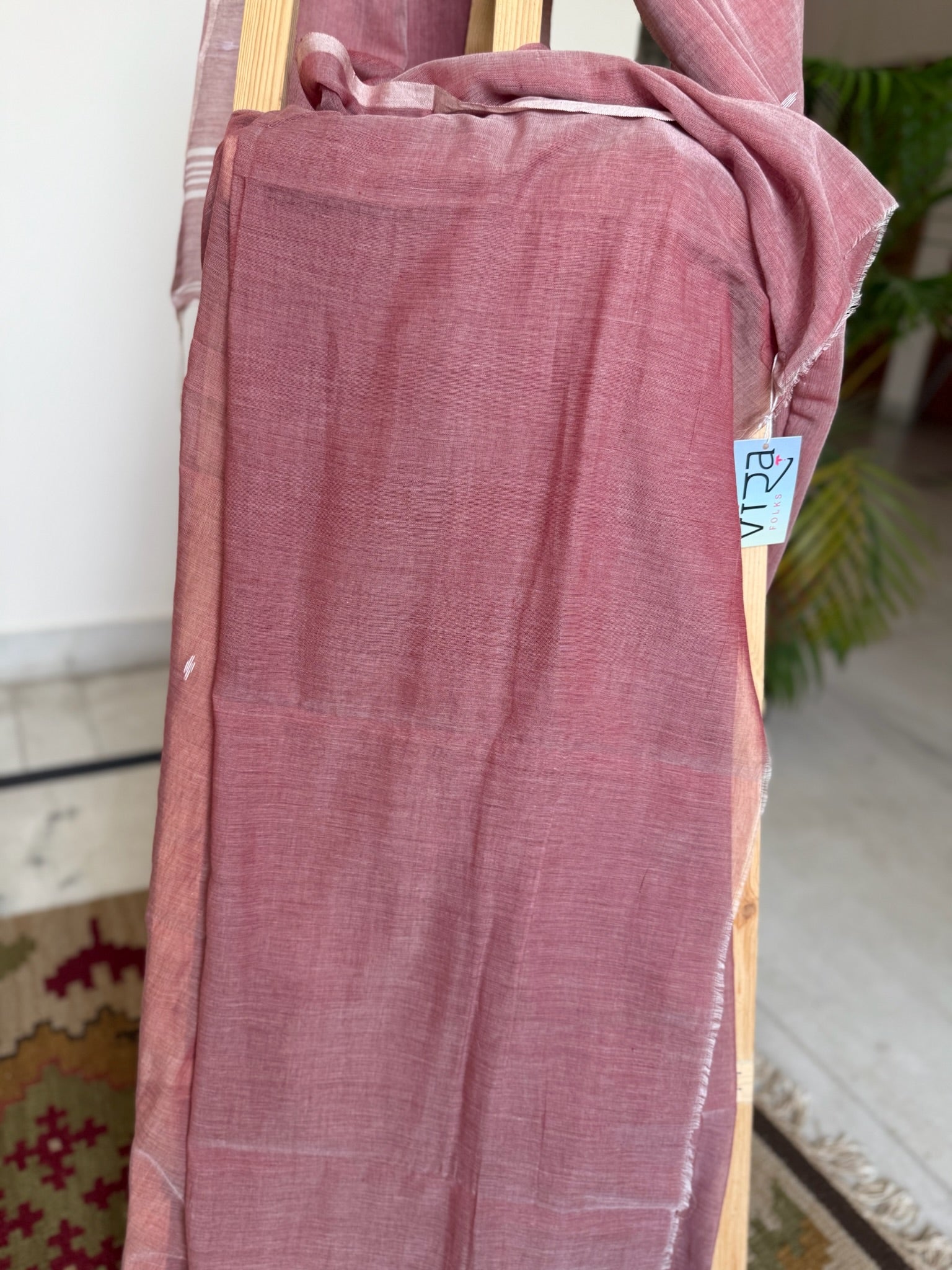 Muted Rosewood Maroon Base With A Soft Matte Texture Pure Cotton Jamdani Saree