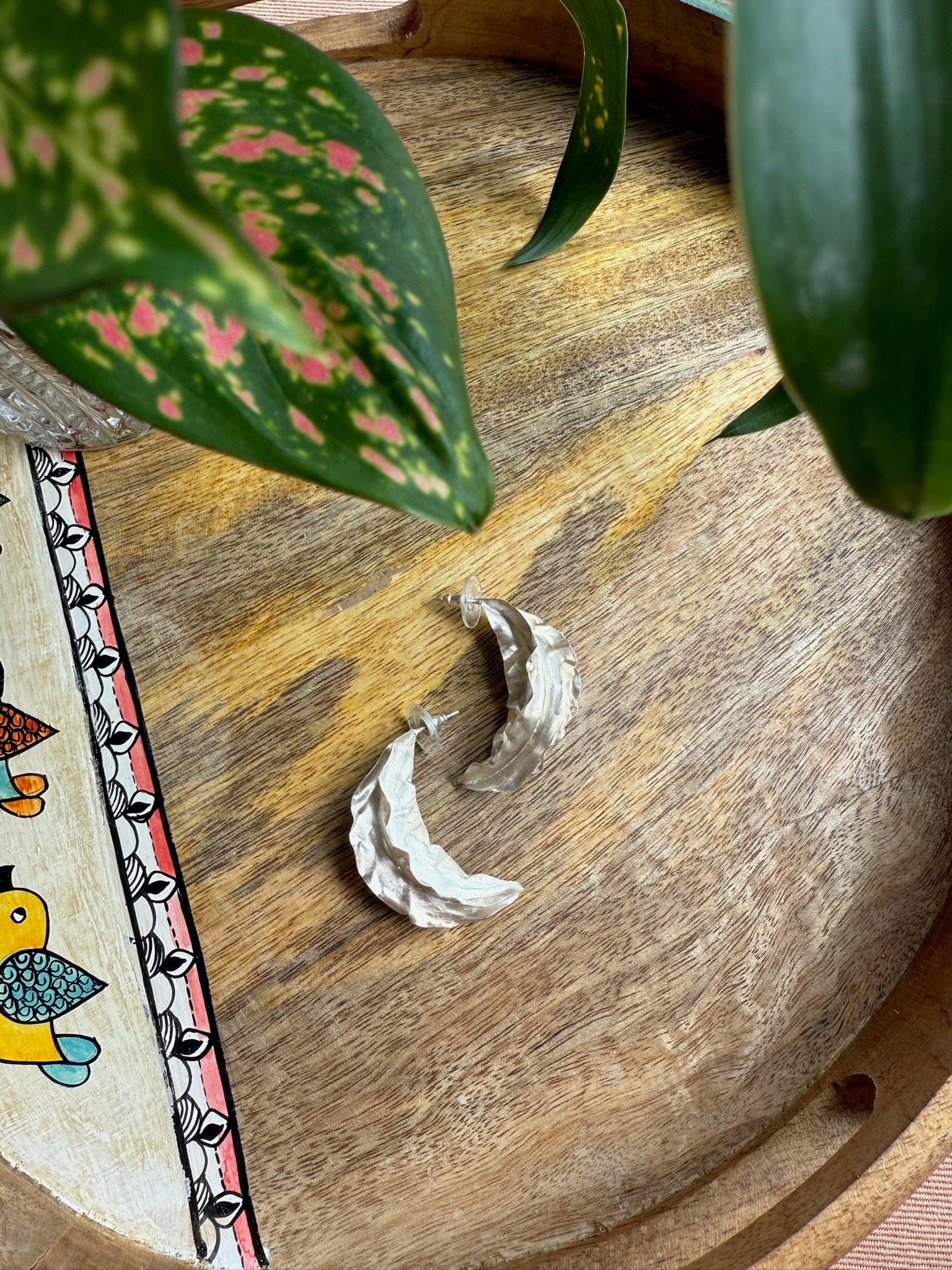 92.5 gm Pure Silver Crescent Moon Earings