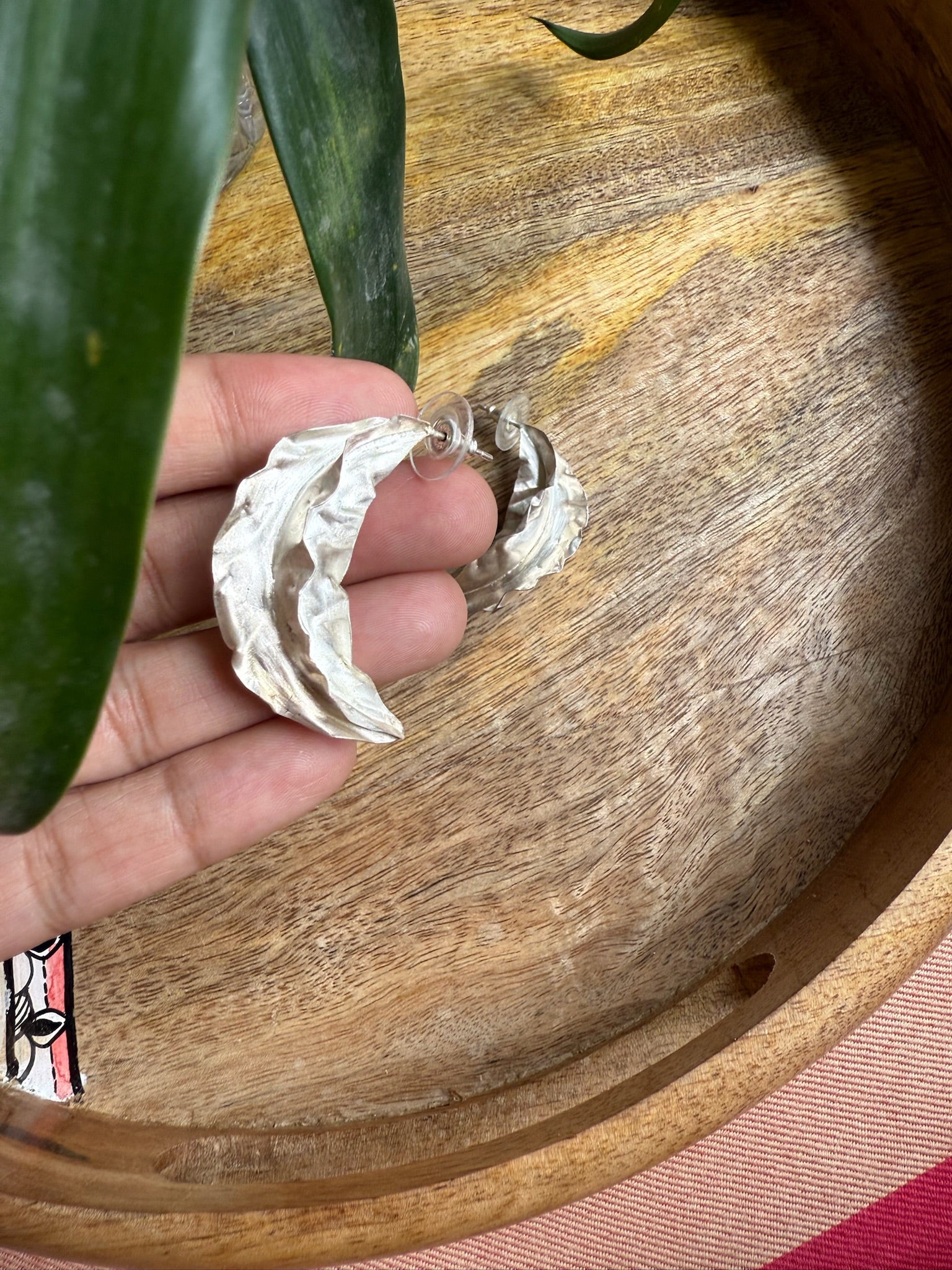 92.5 gm Pure Silver Crescent Moon Earings