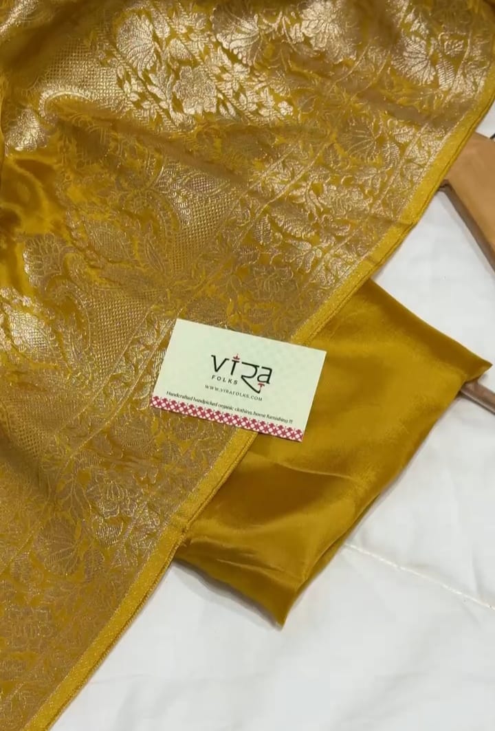 Mustard and Gold Banarasi Silk Saree