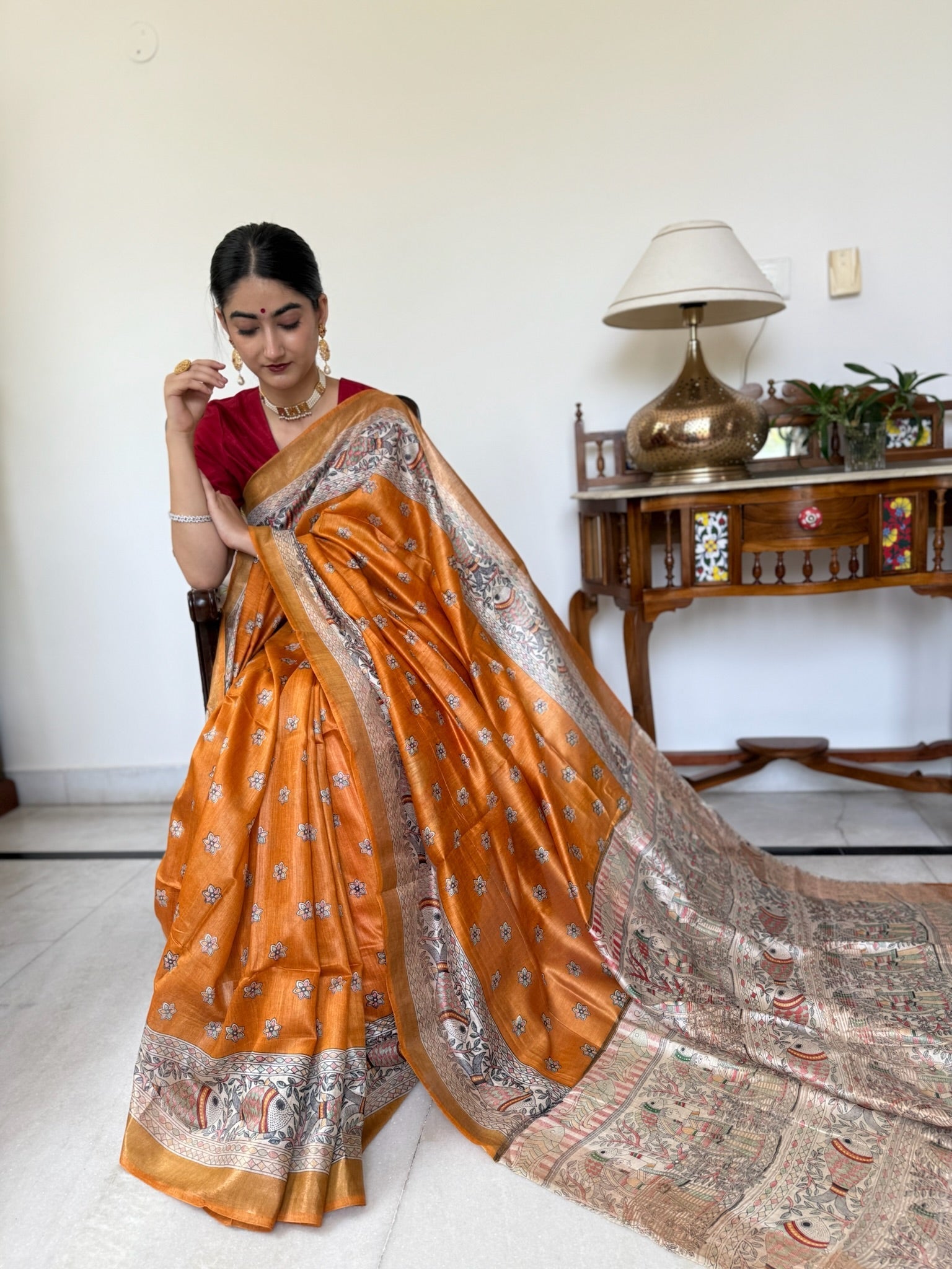 Tussar And Madhubani Silk Sarees