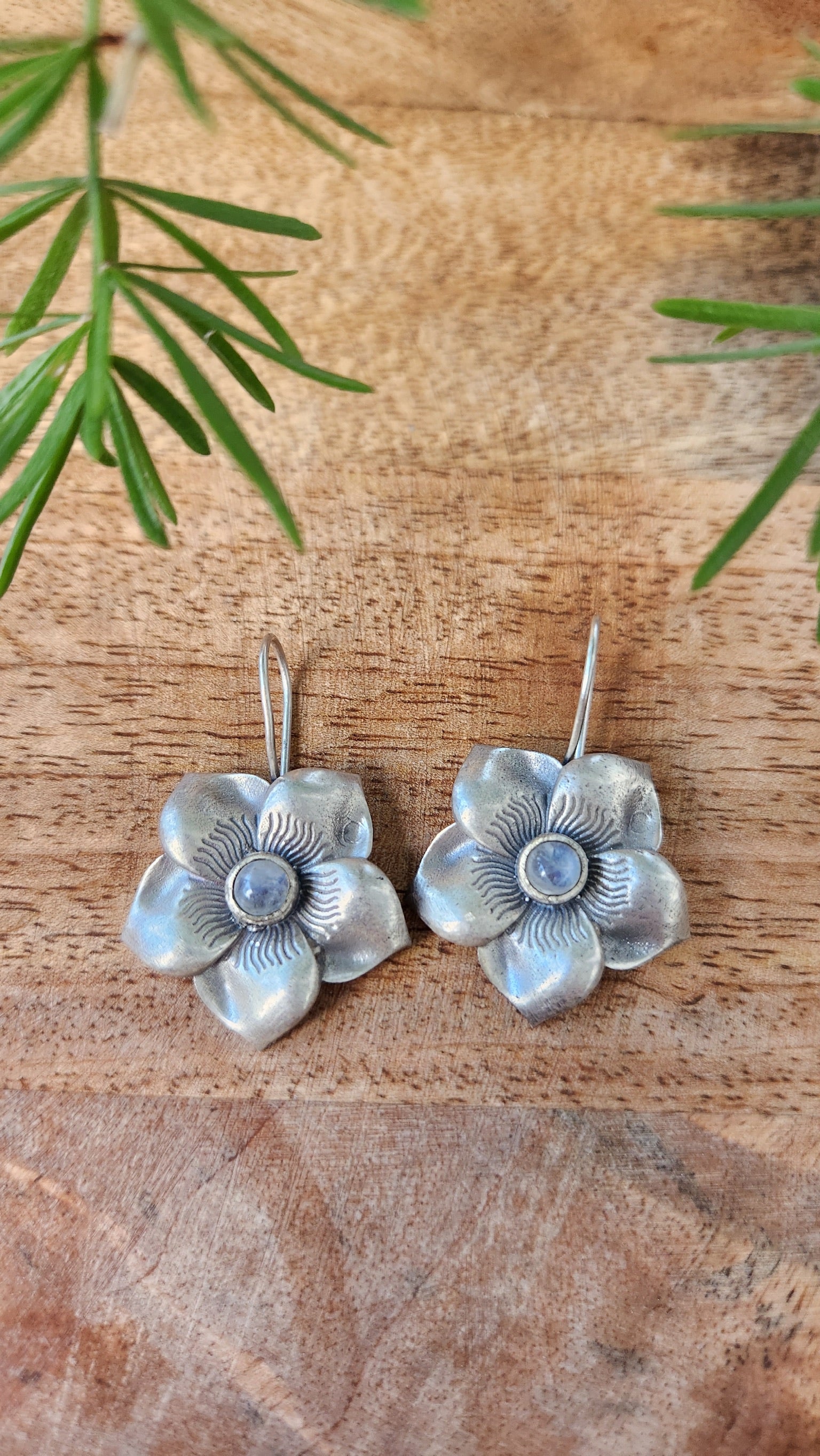 92.5 gm Pure Silver Flower Earings