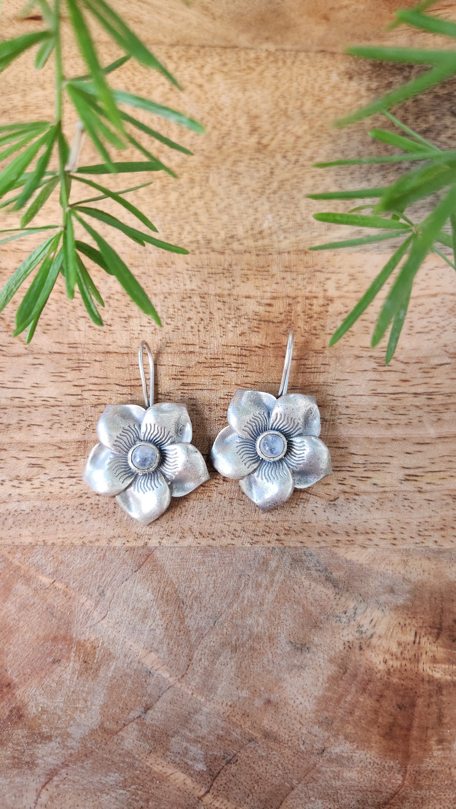 92.5 gm Pure Silver Flower Earings
