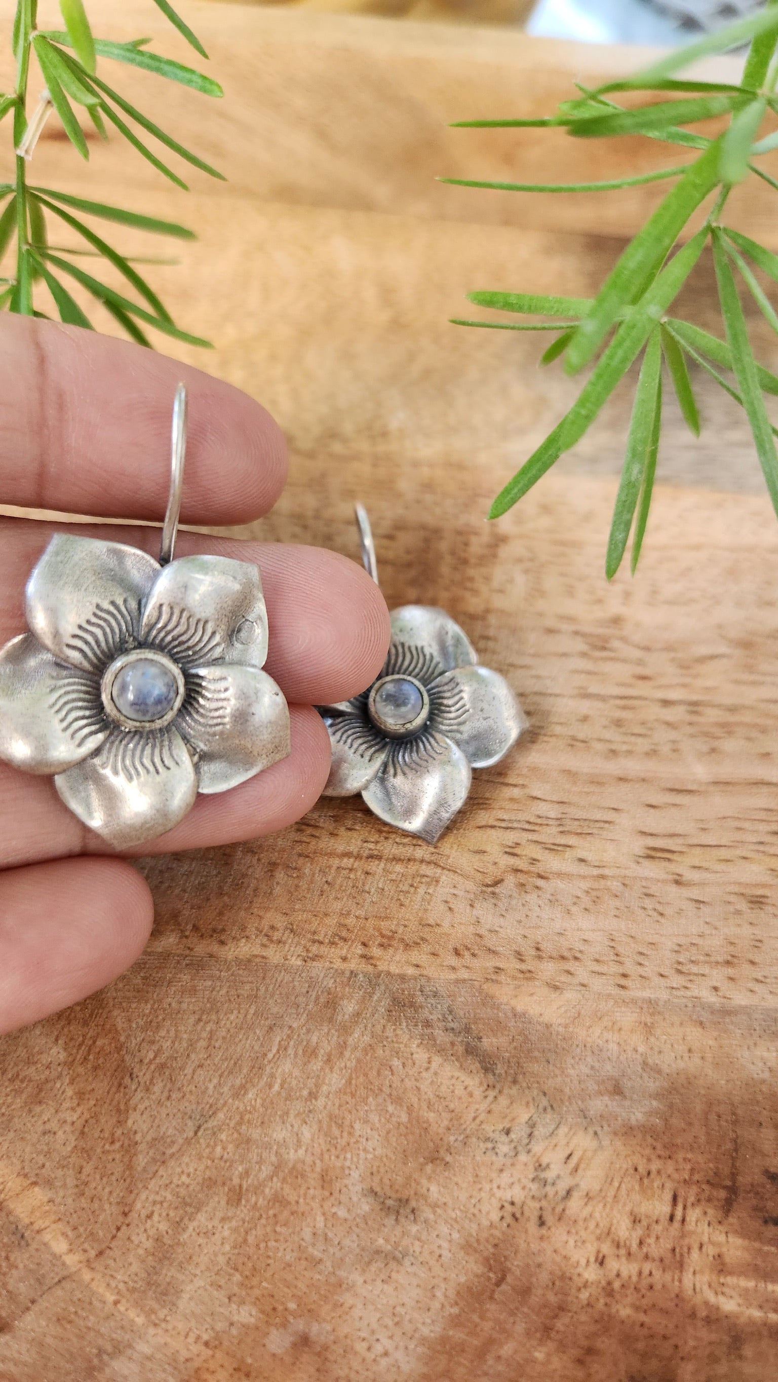 92.5 gm Pure Silver Flower Earings