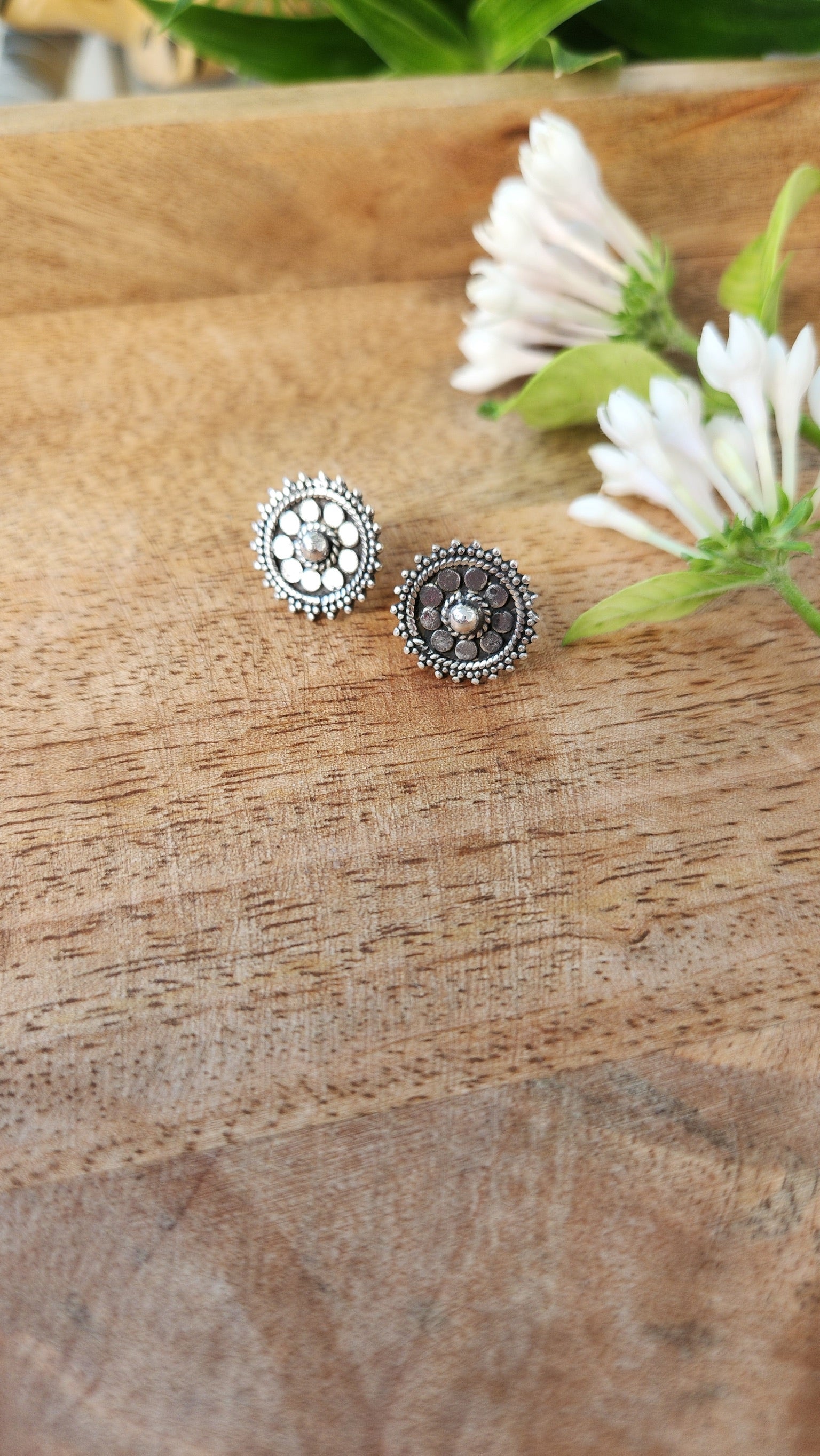 92.5 gm Pure Silver Circular Stud Earings