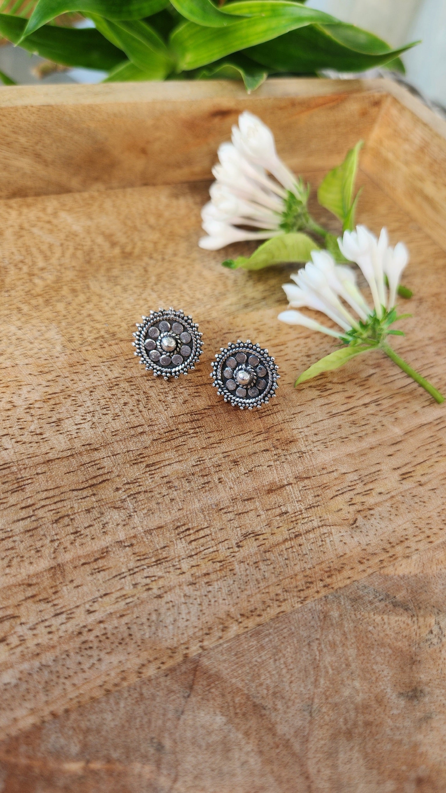 92.5 gm Pure Silver Circular Stud Earings