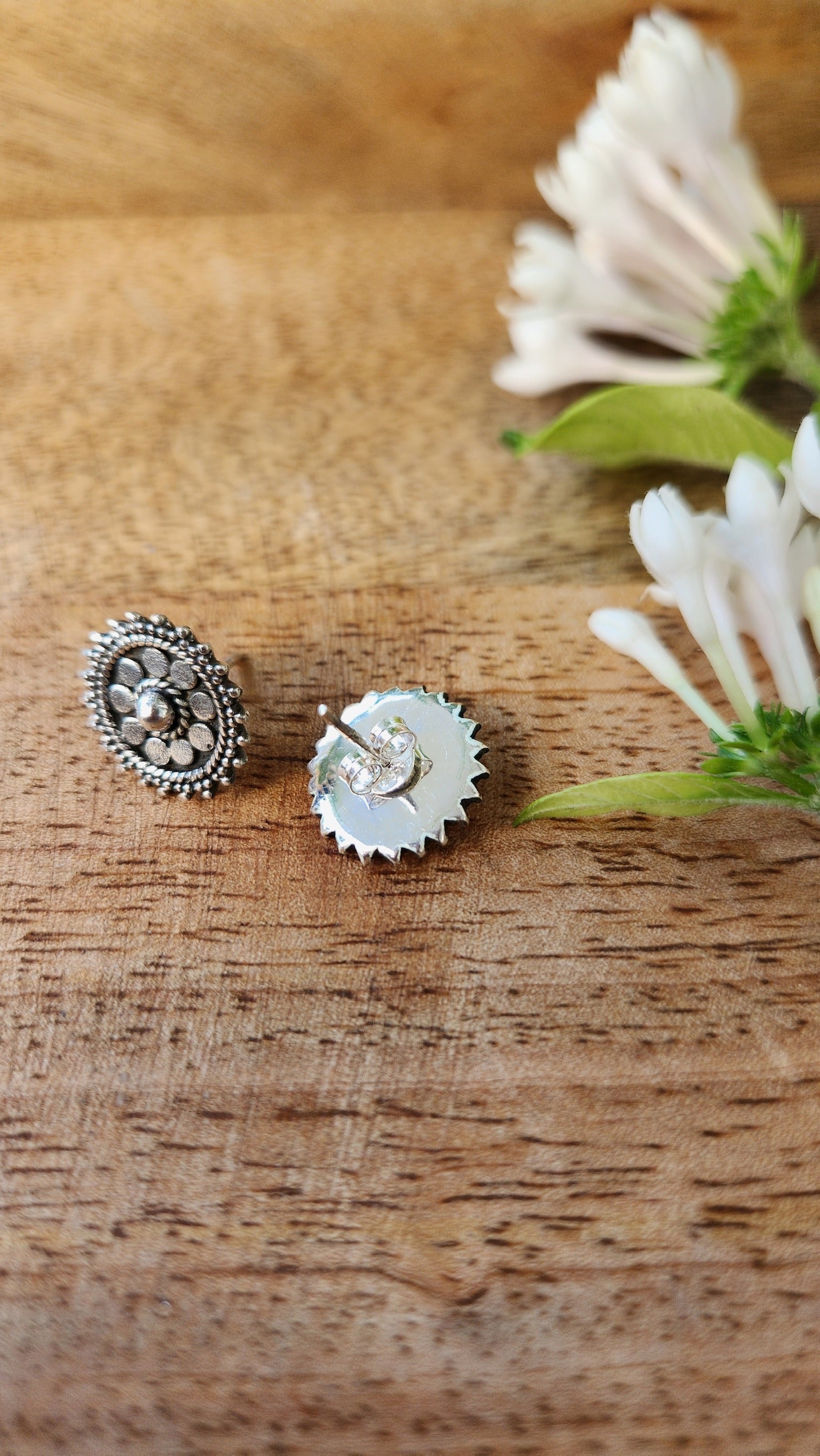 92.5 gm Pure Silver Circular Stud Earings