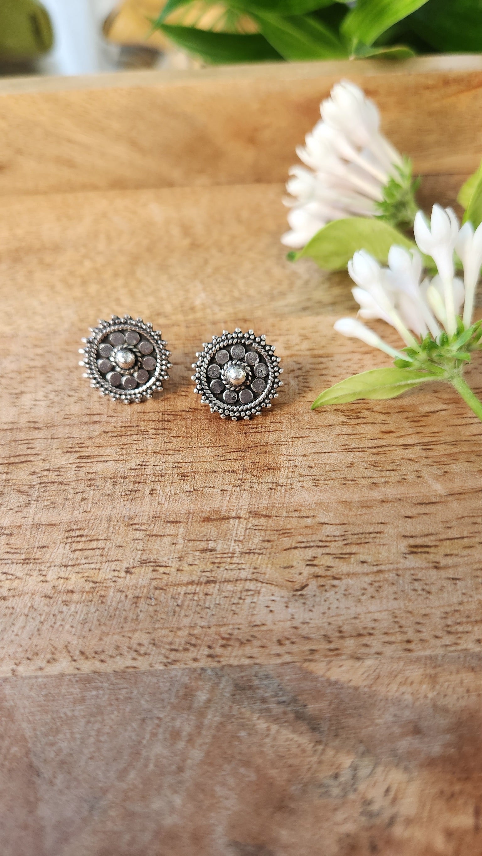 92.5 gm Pure Silver Circular Stud Earings