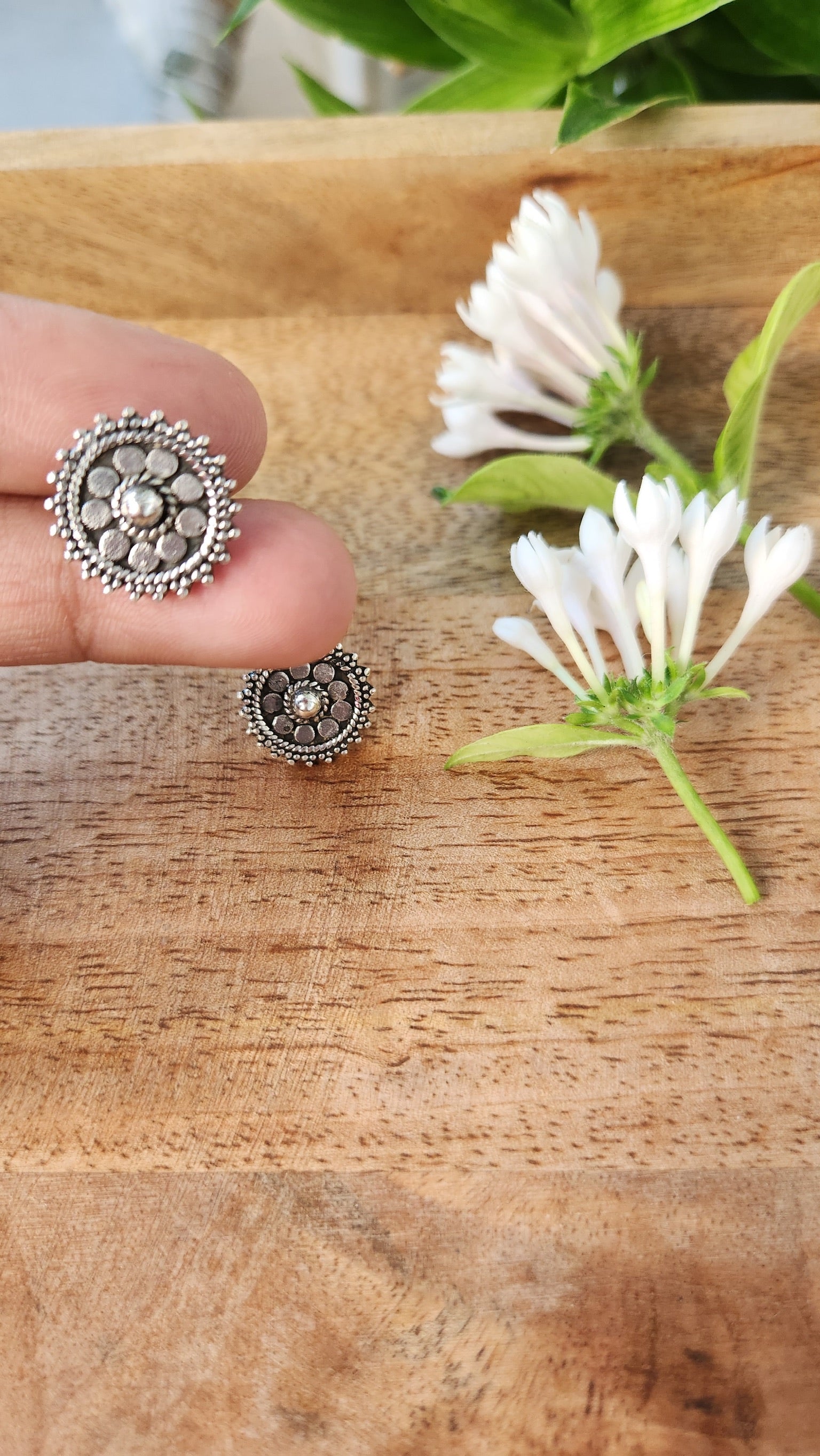92.5 gm Pure Silver Circular Stud Earings