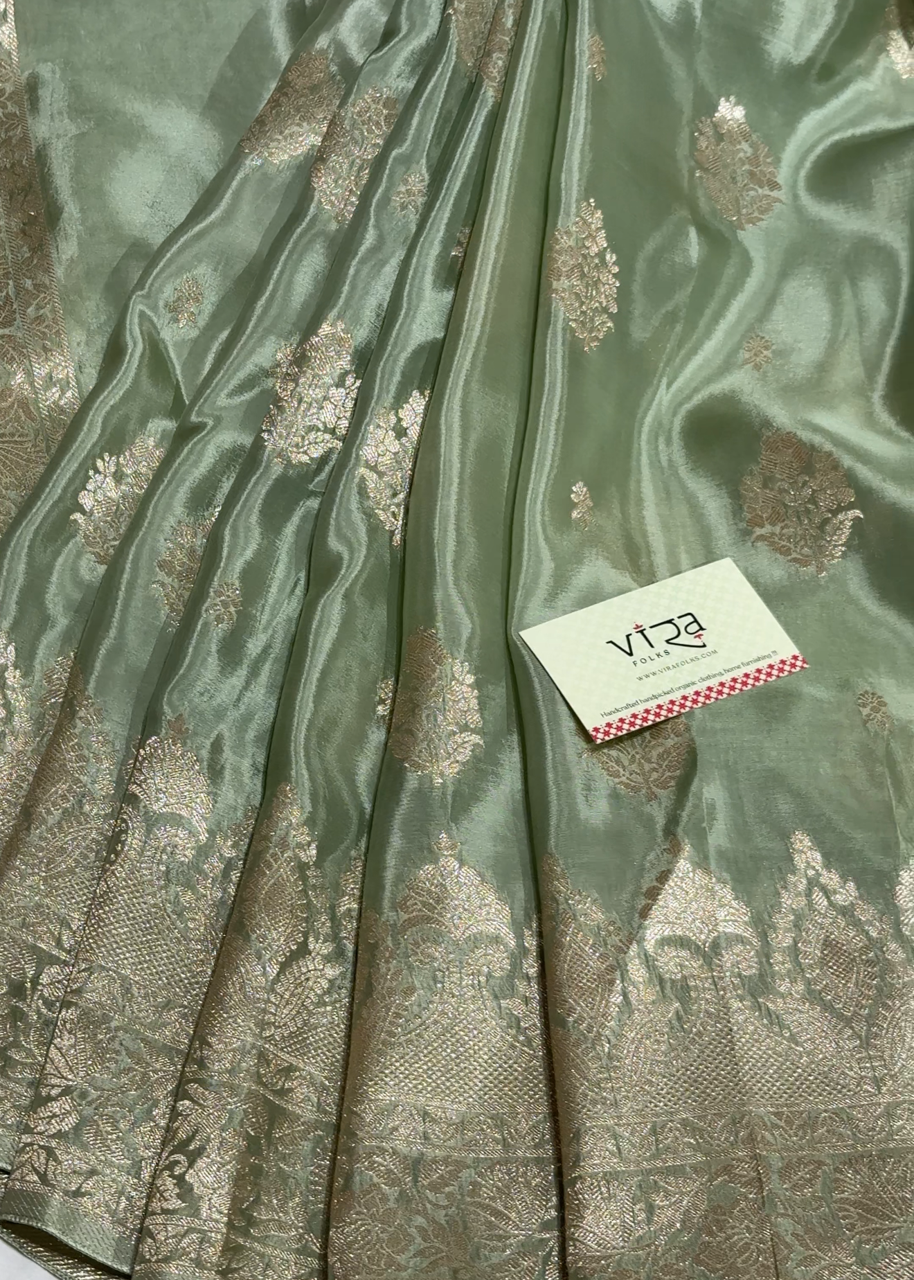 Green &amp; Golden Banarasi Silk Saree