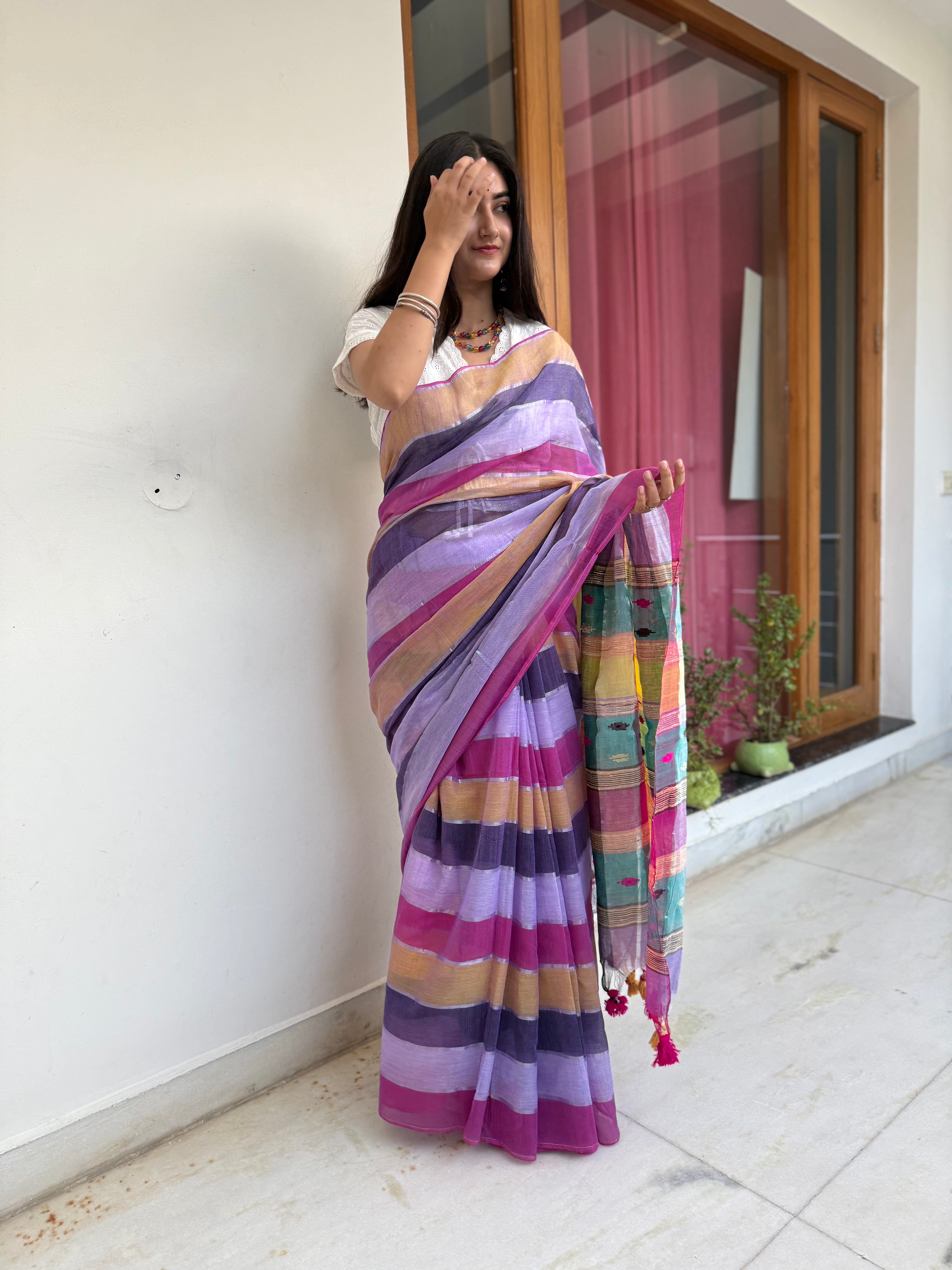 Multicolour Pure Cotton Saree