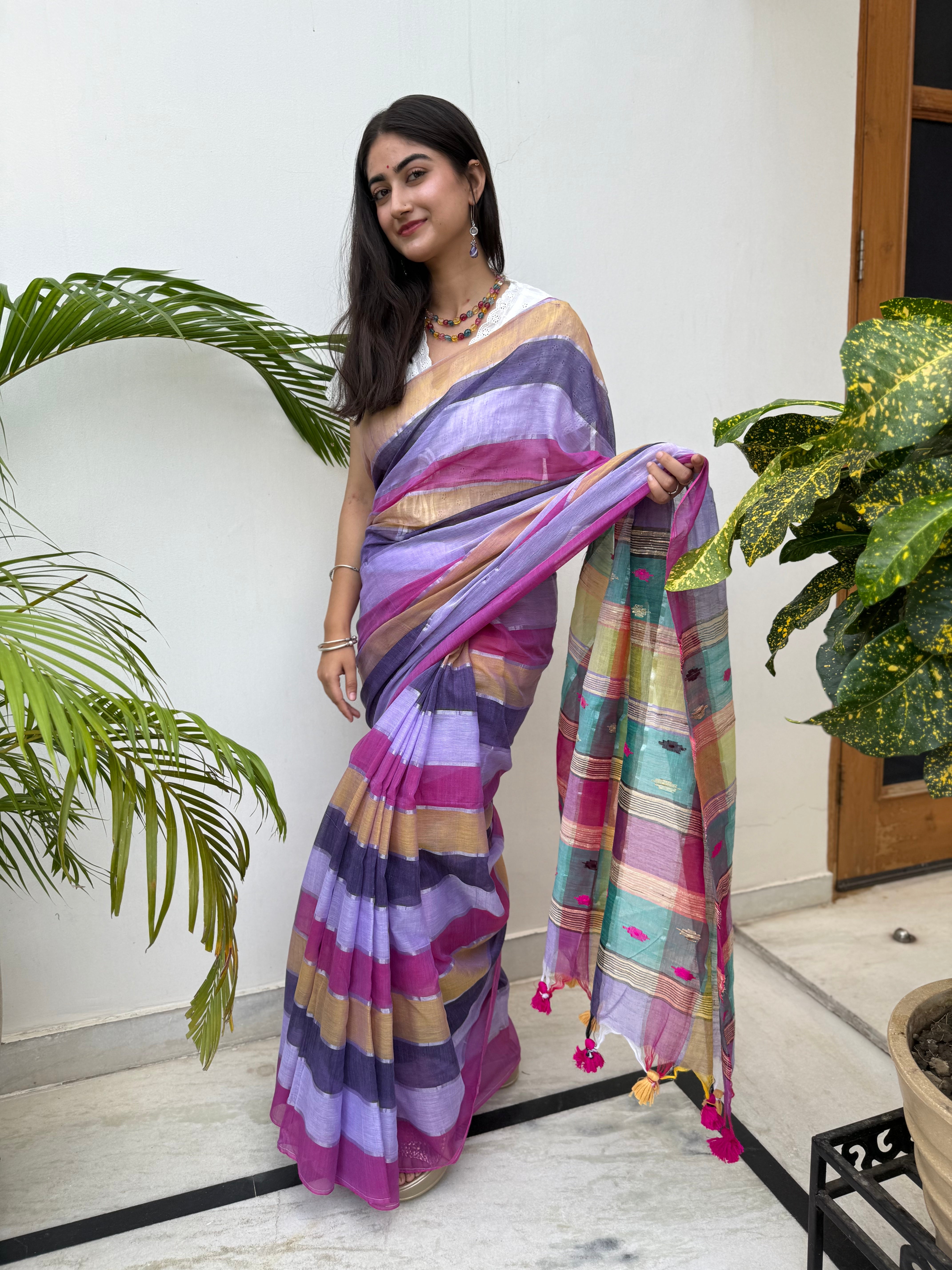 Multicolour Pure Cotton Saree