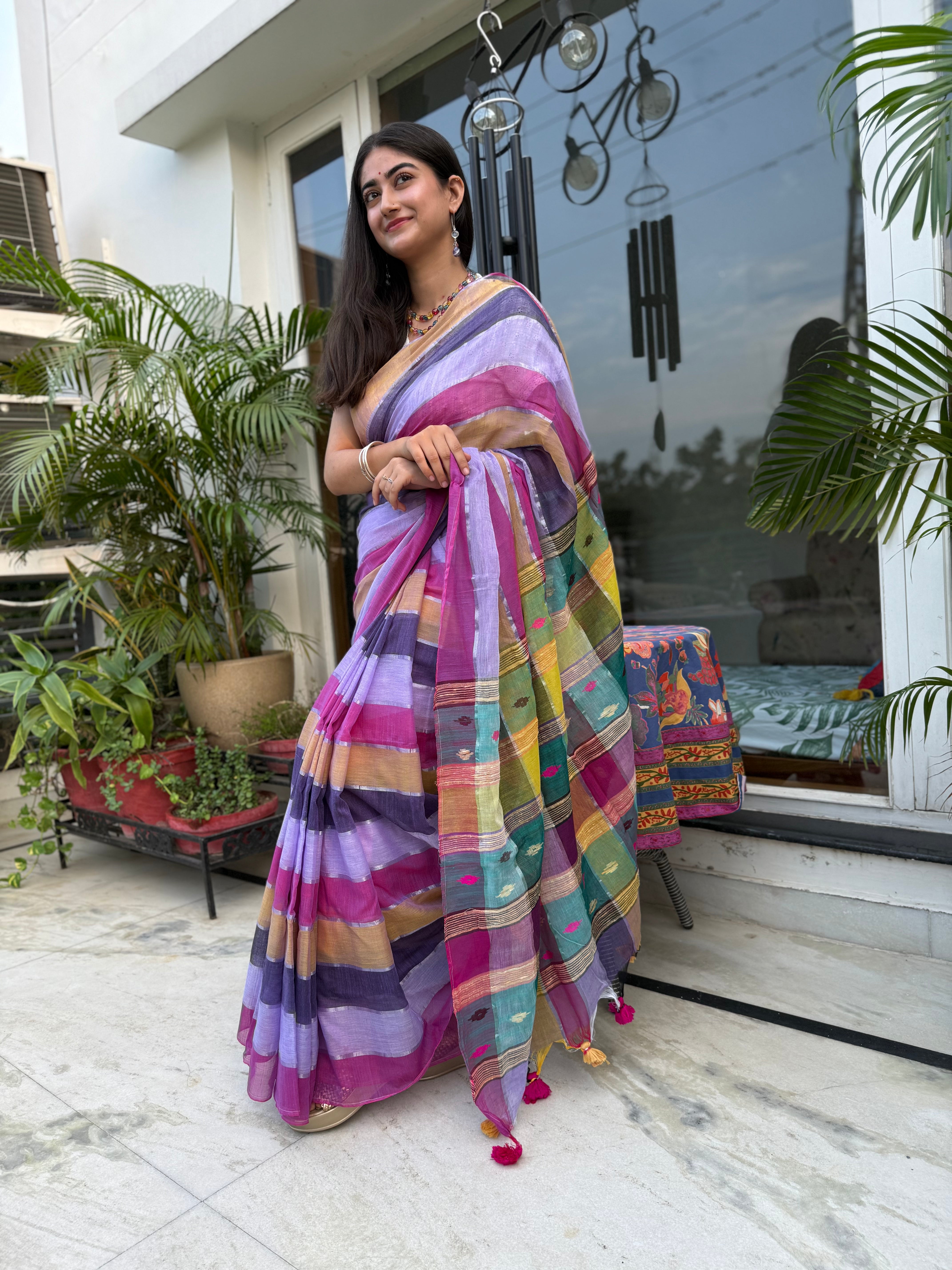Multicolour Pure Cotton Saree