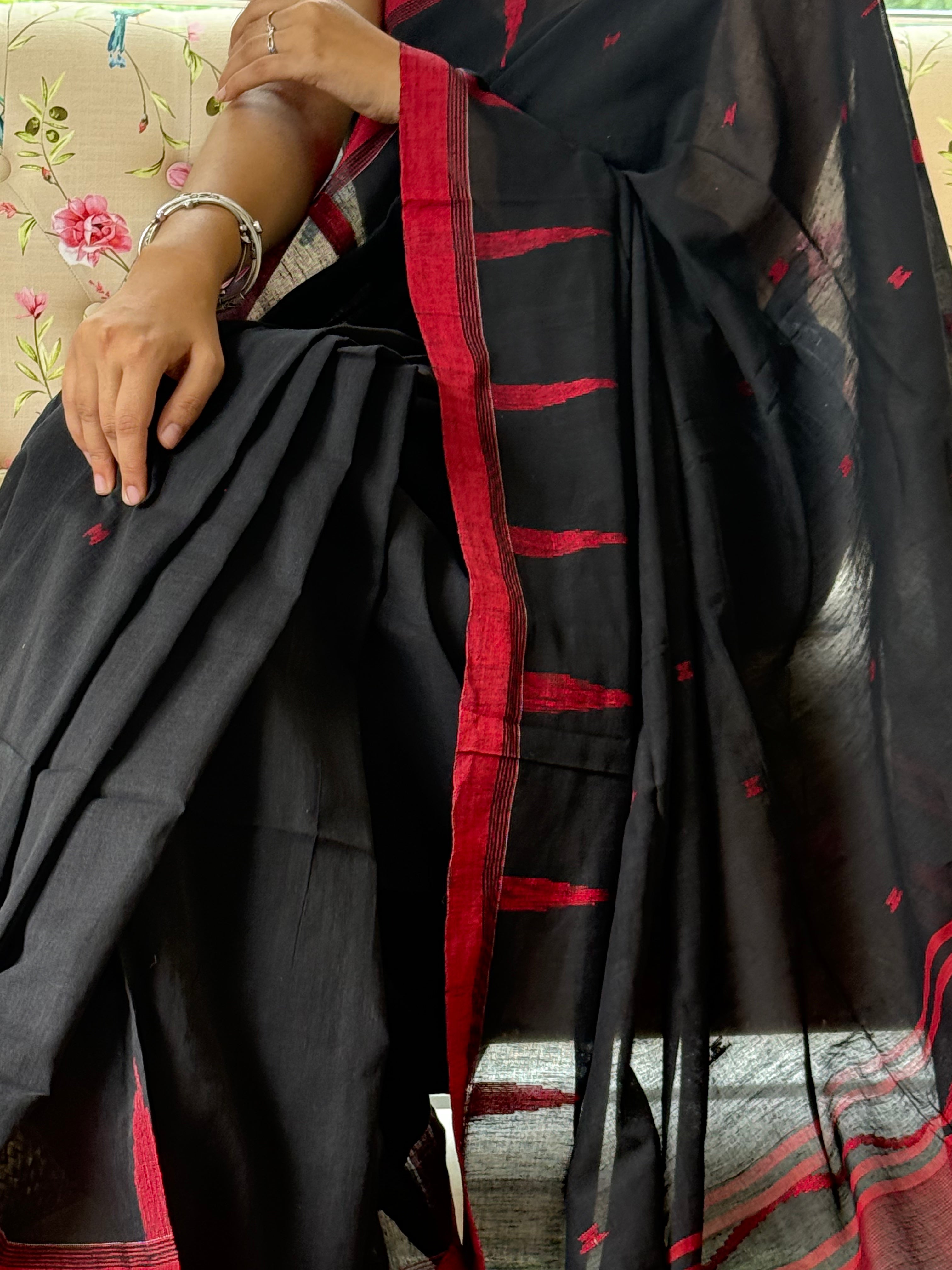  Detailed Ajrakh Hand Block Print on Pure Cotton SareeSoft Pure Cotton Fabric of Earthy Mustard Ajrakh Saree
