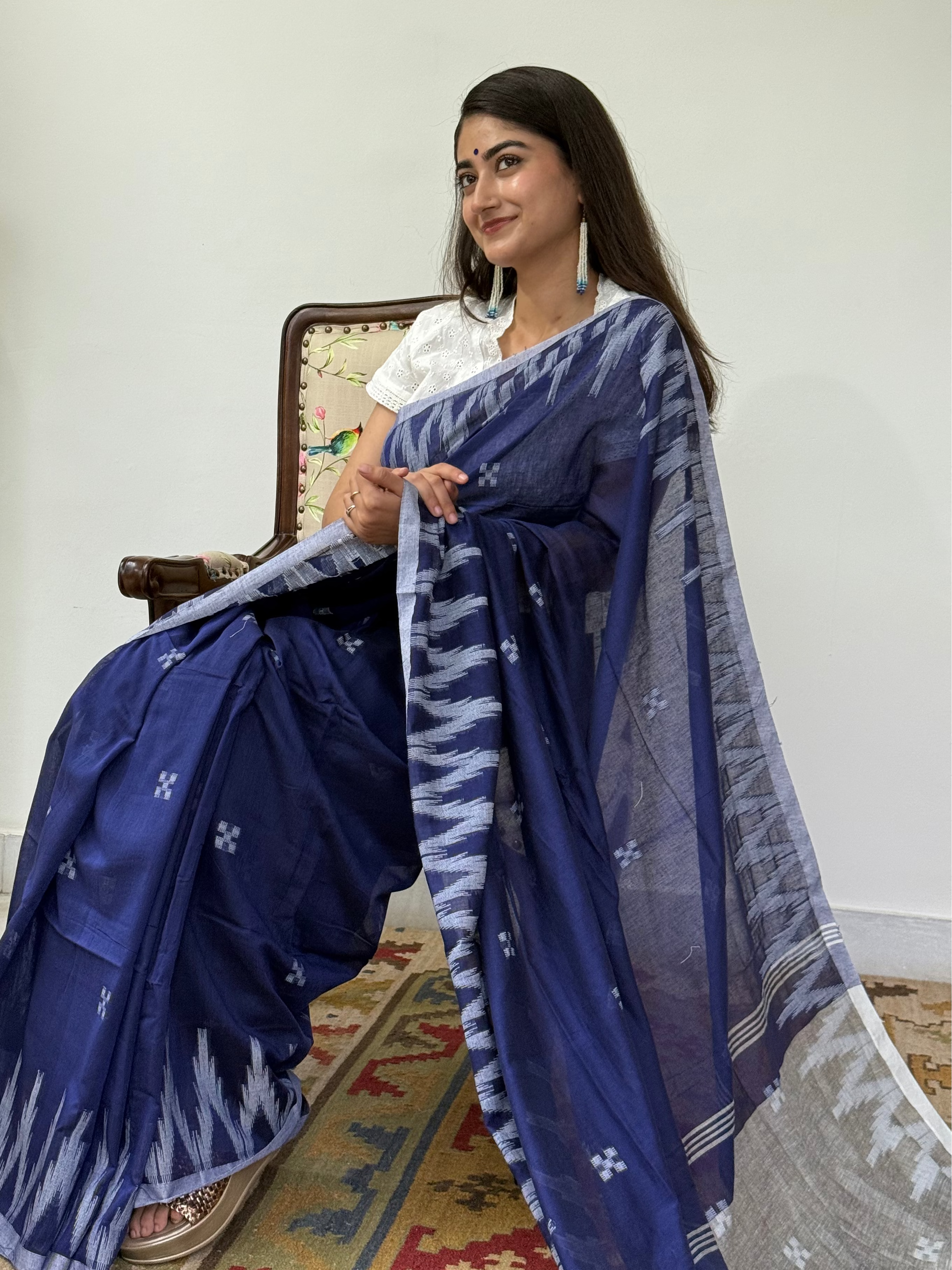  Elegant Royal Blue Bengal Cotton Saree Styled Traditionally
Classic Handwoven Bengal Cotton Saree for Office and Festive Wear