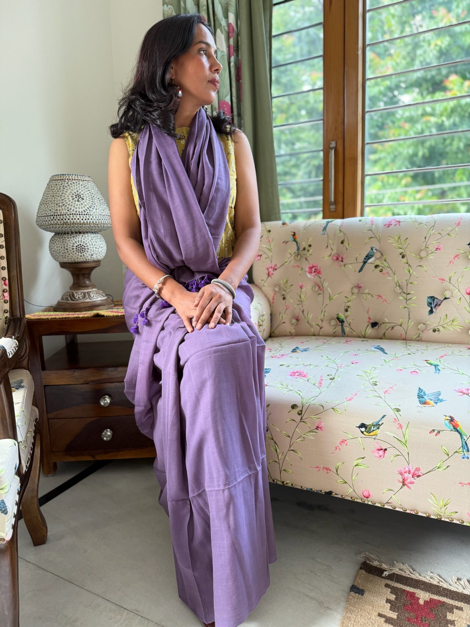 Purple Pure Mul Cotton Saree