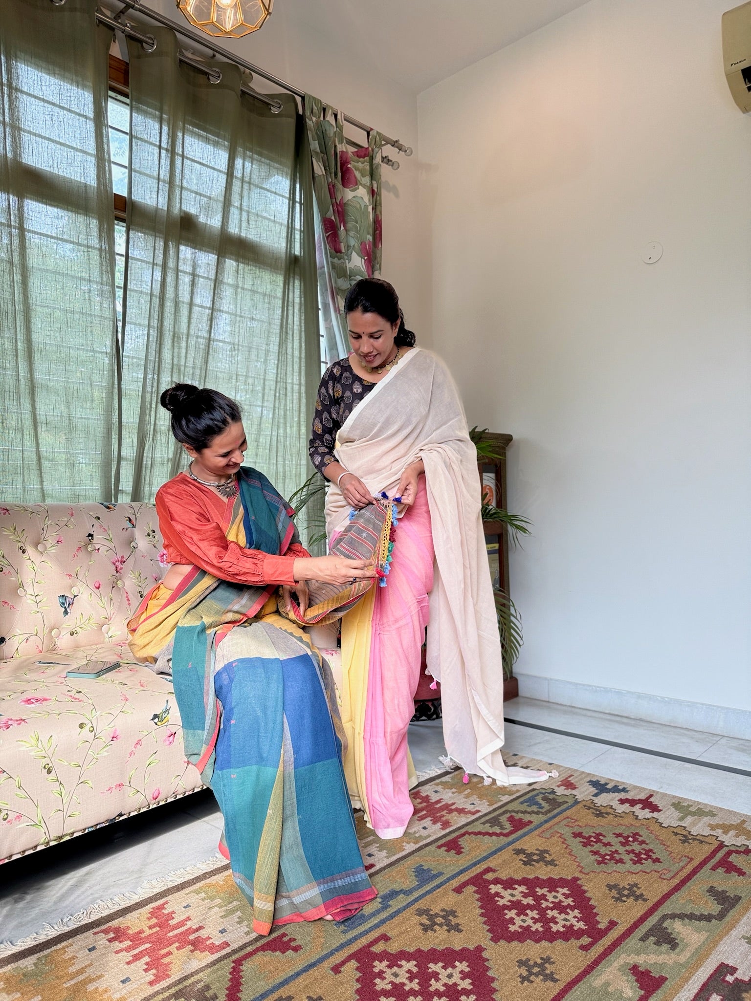 Multicolor Handwoven Bhujodi Saree