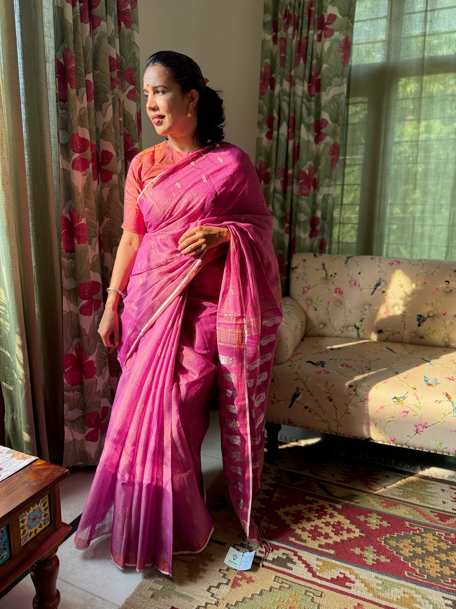 Purple Pink Bengal Silk Saree