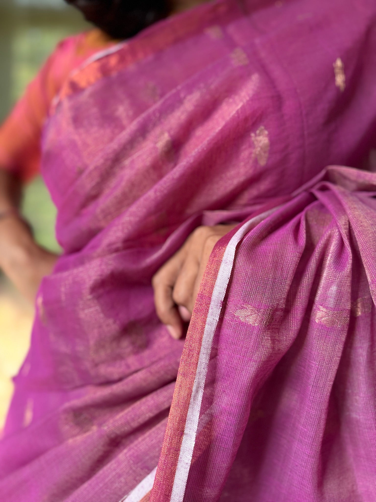 Purple Pink Bengal Silk Saree