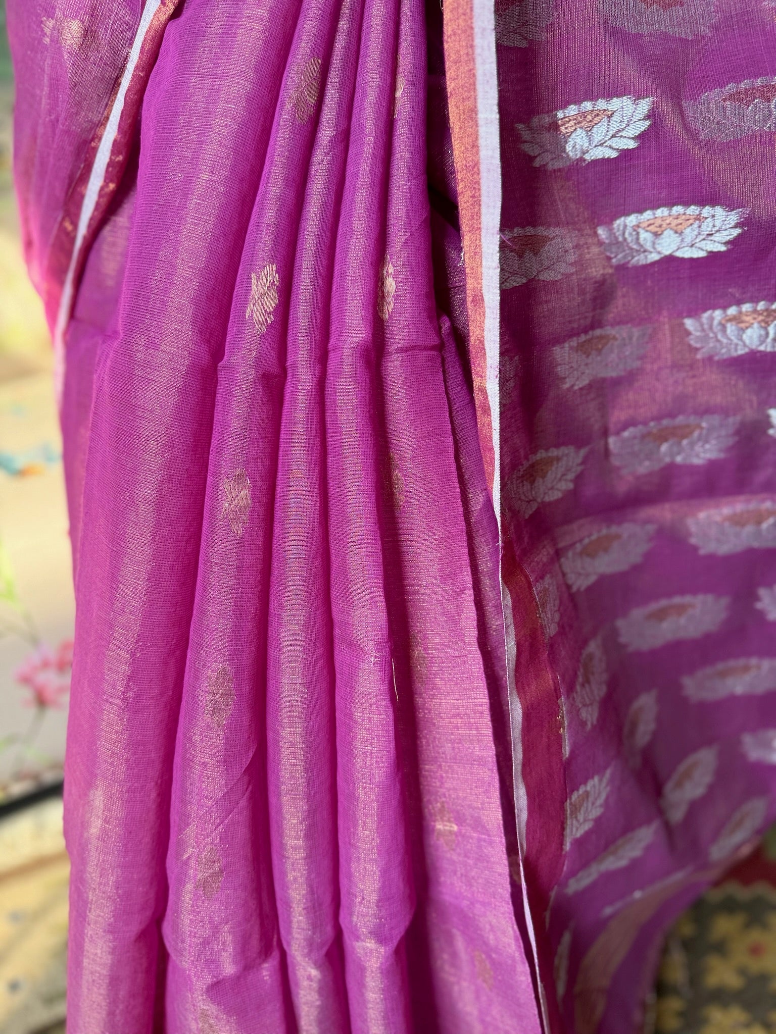 Purple Pink Bengal Silk Saree