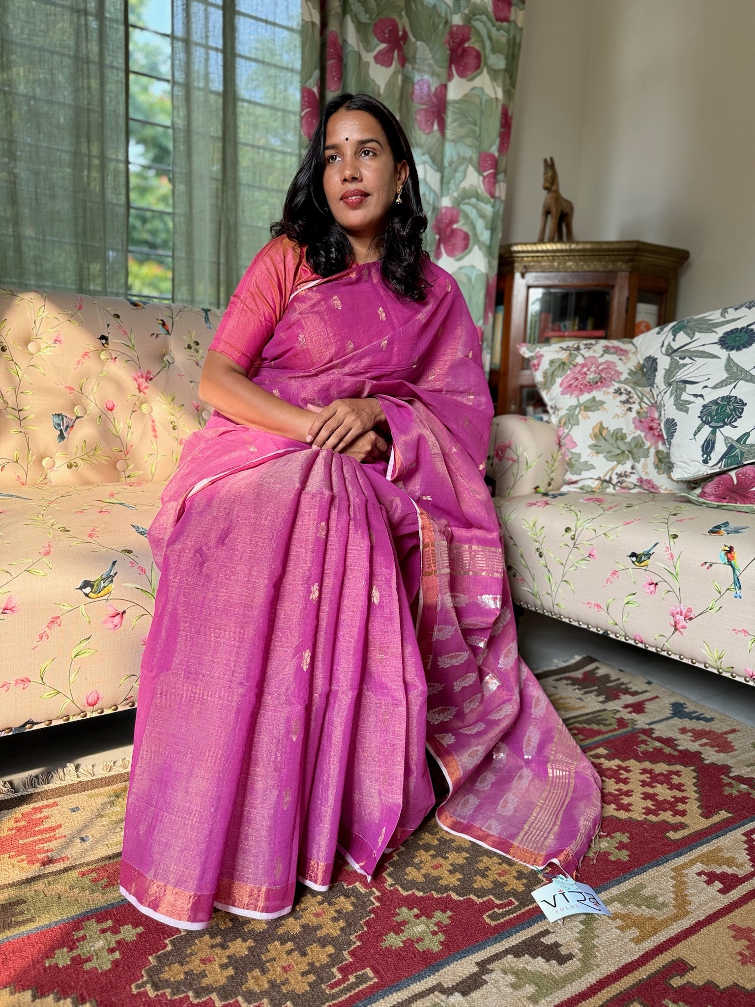 Purple Pink Bengal Silk Saree