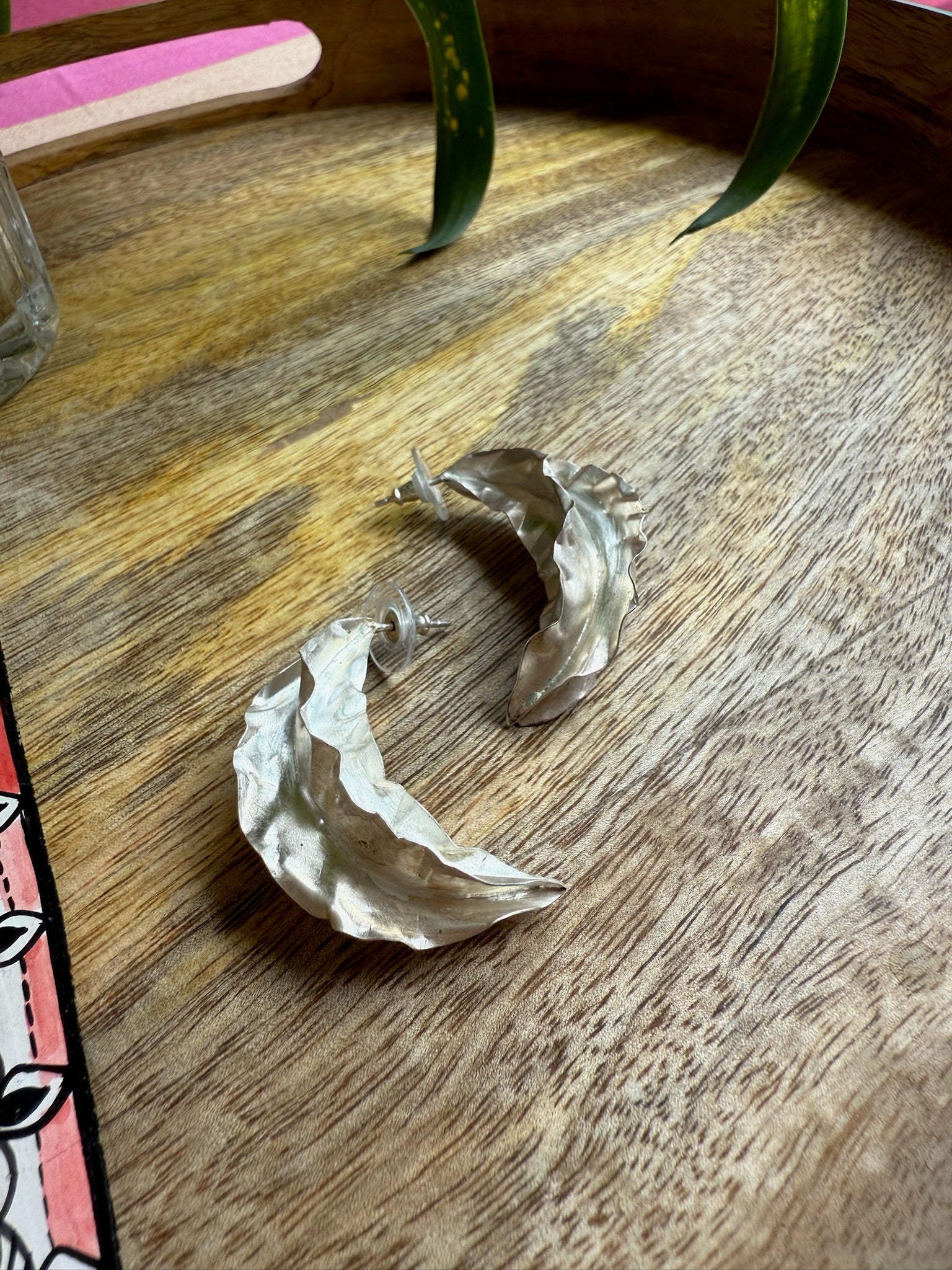 92.5 gm Pure Silver Crescent Moon Earings