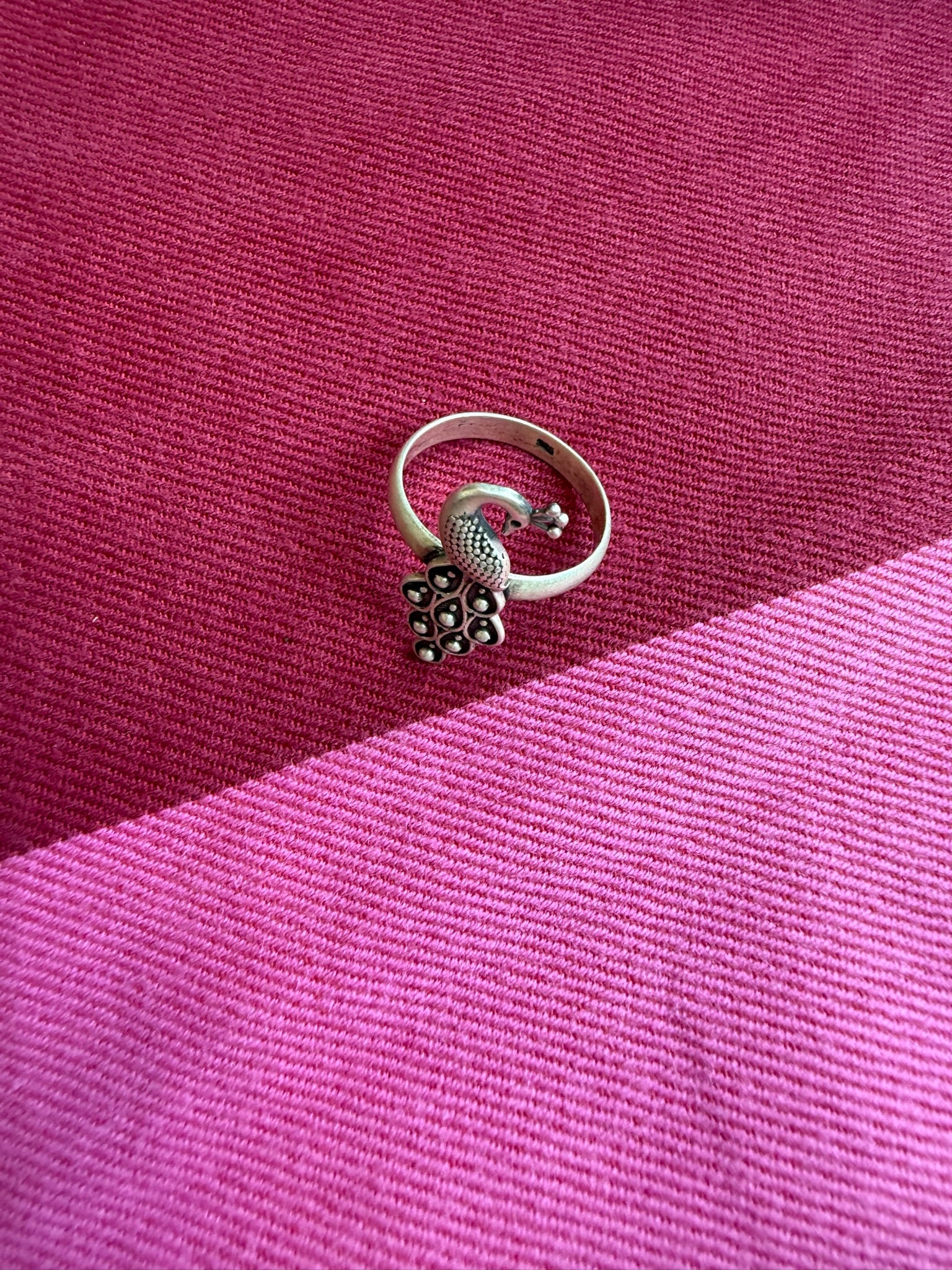 92.5 gm pure silver peacock  Ring