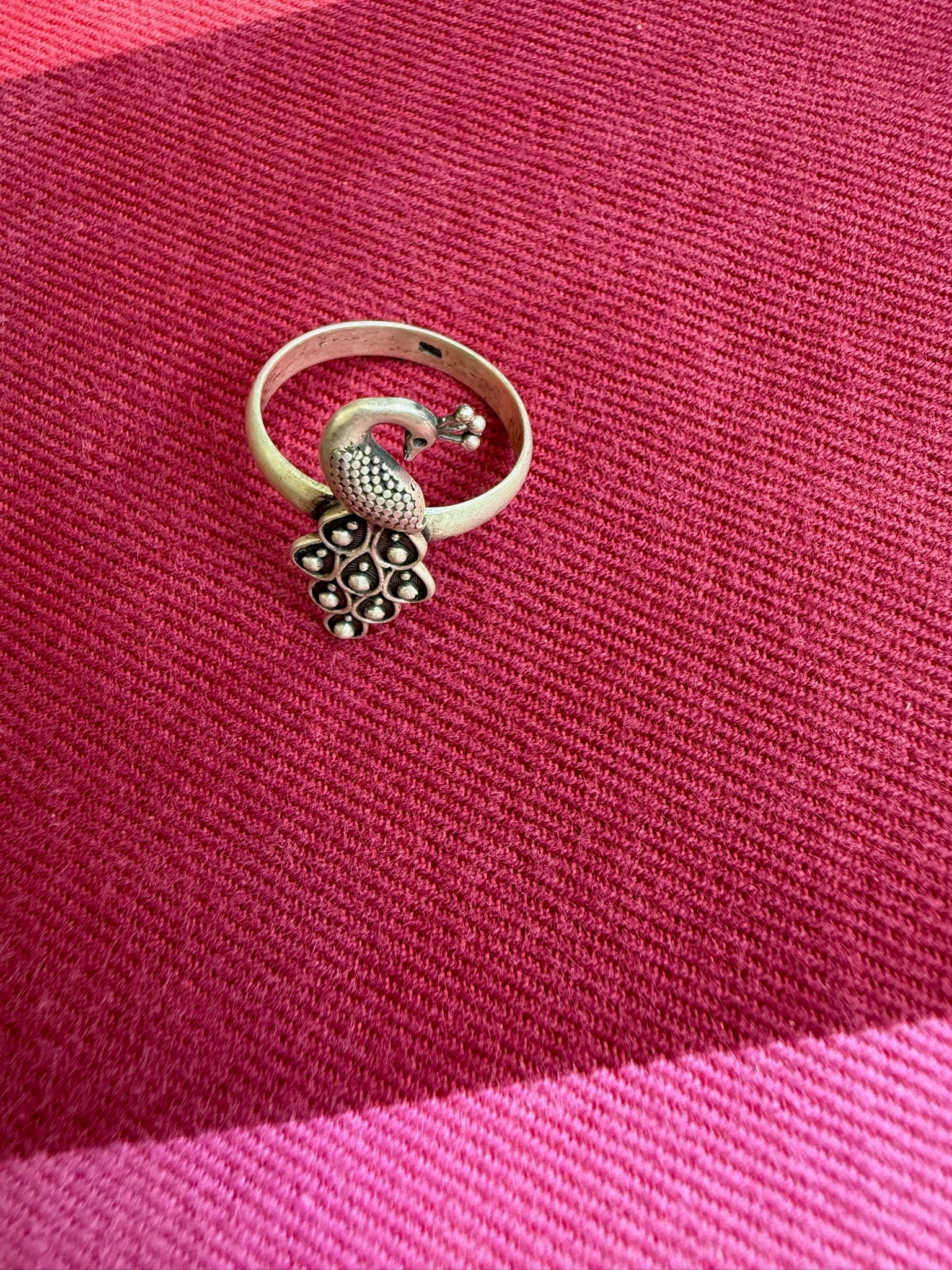 92.5 gm pure silver peacock  Ring