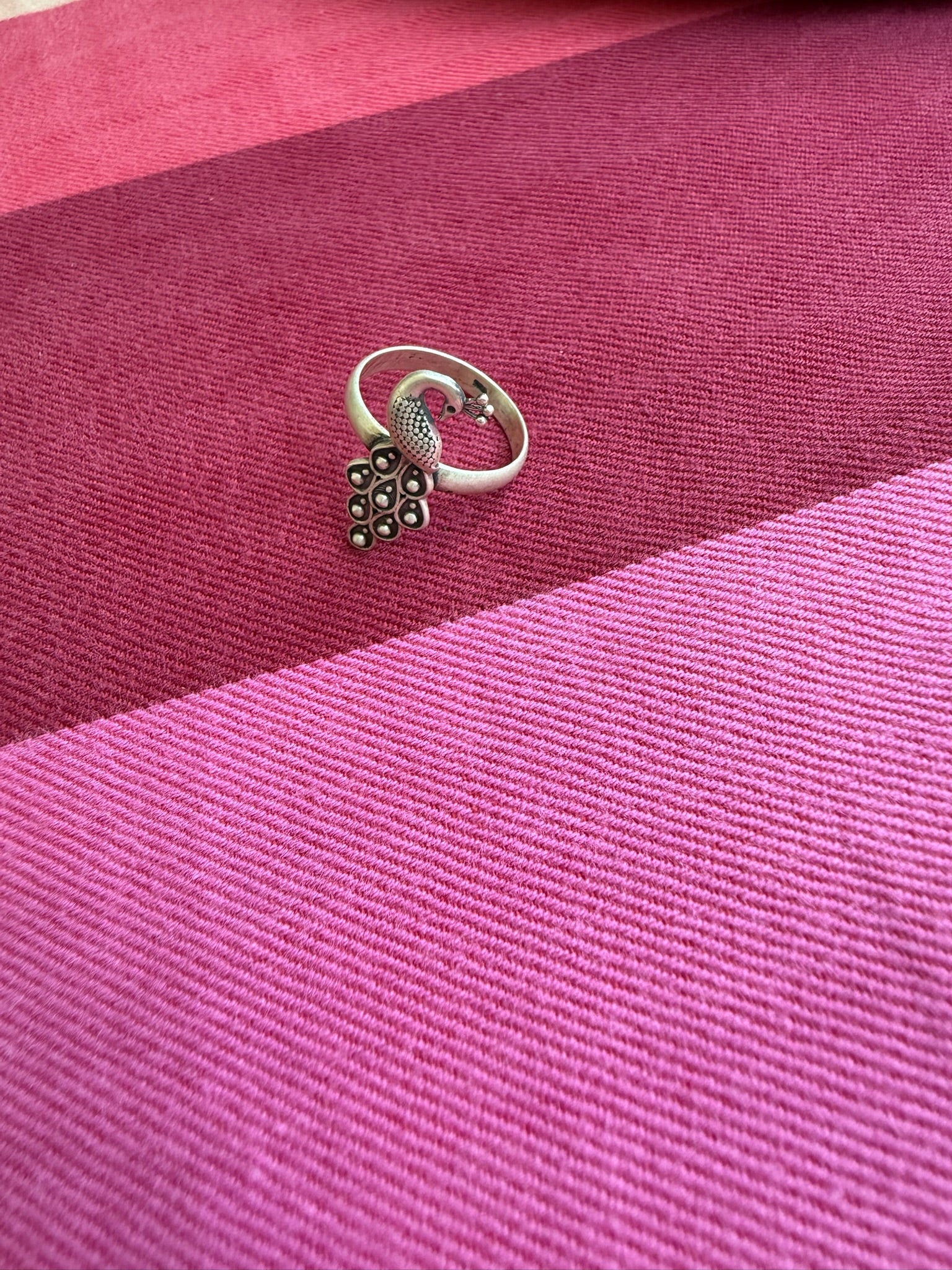 92.5 gm pure silver peacock  Ring