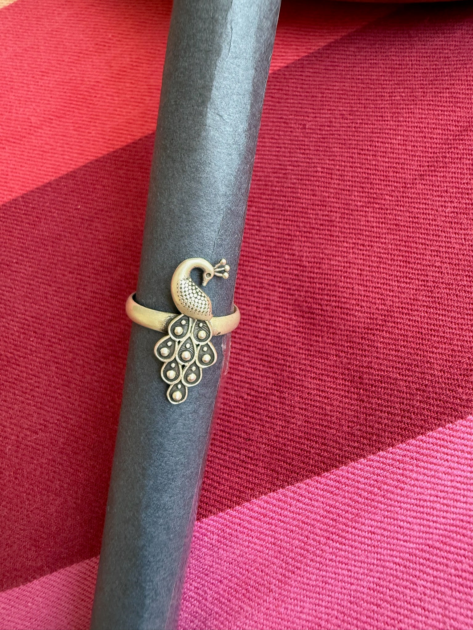 92.5 gm pure silver peacock  Ring
