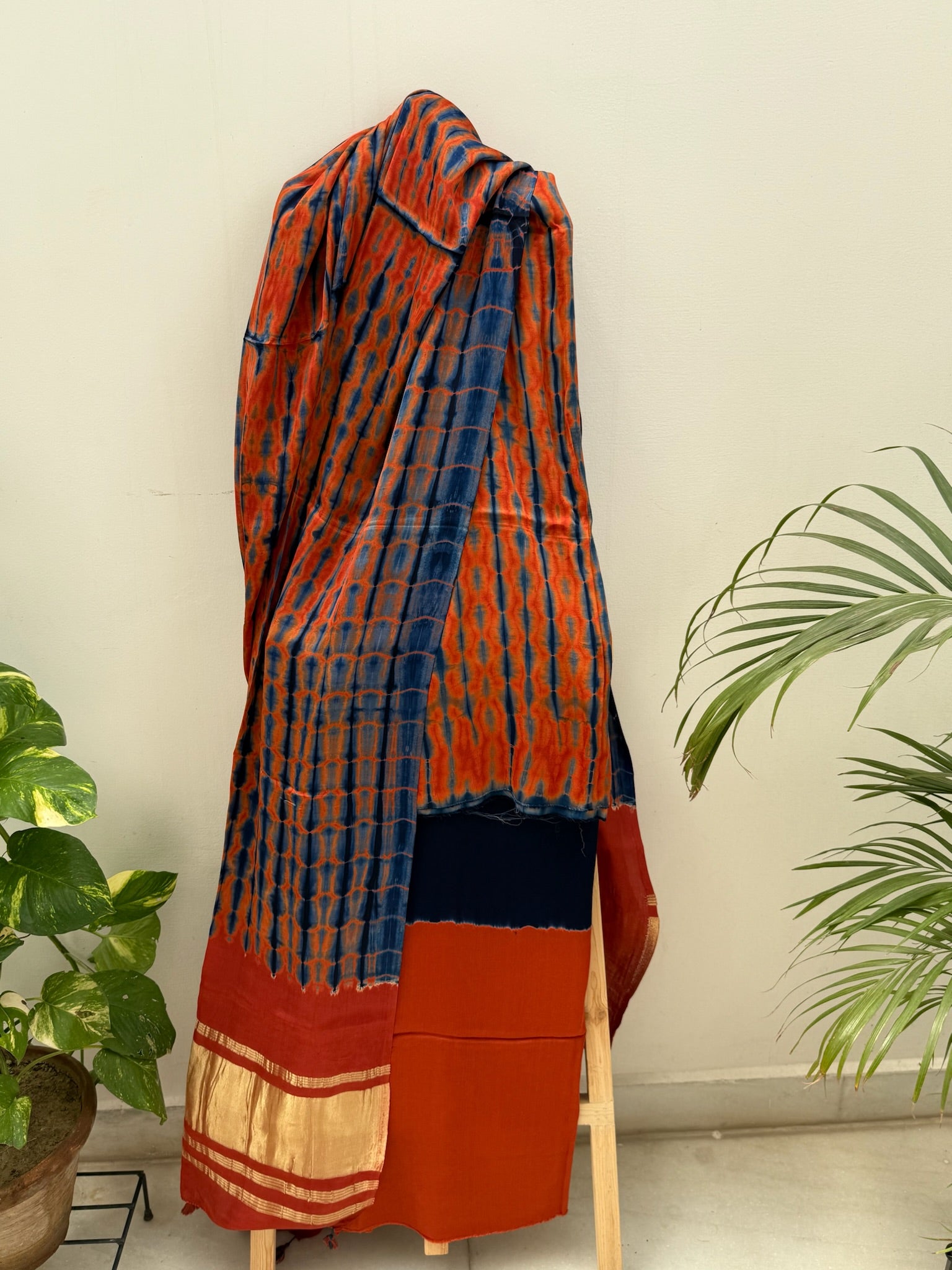 Rustic Blue Modal Silk Suit Set