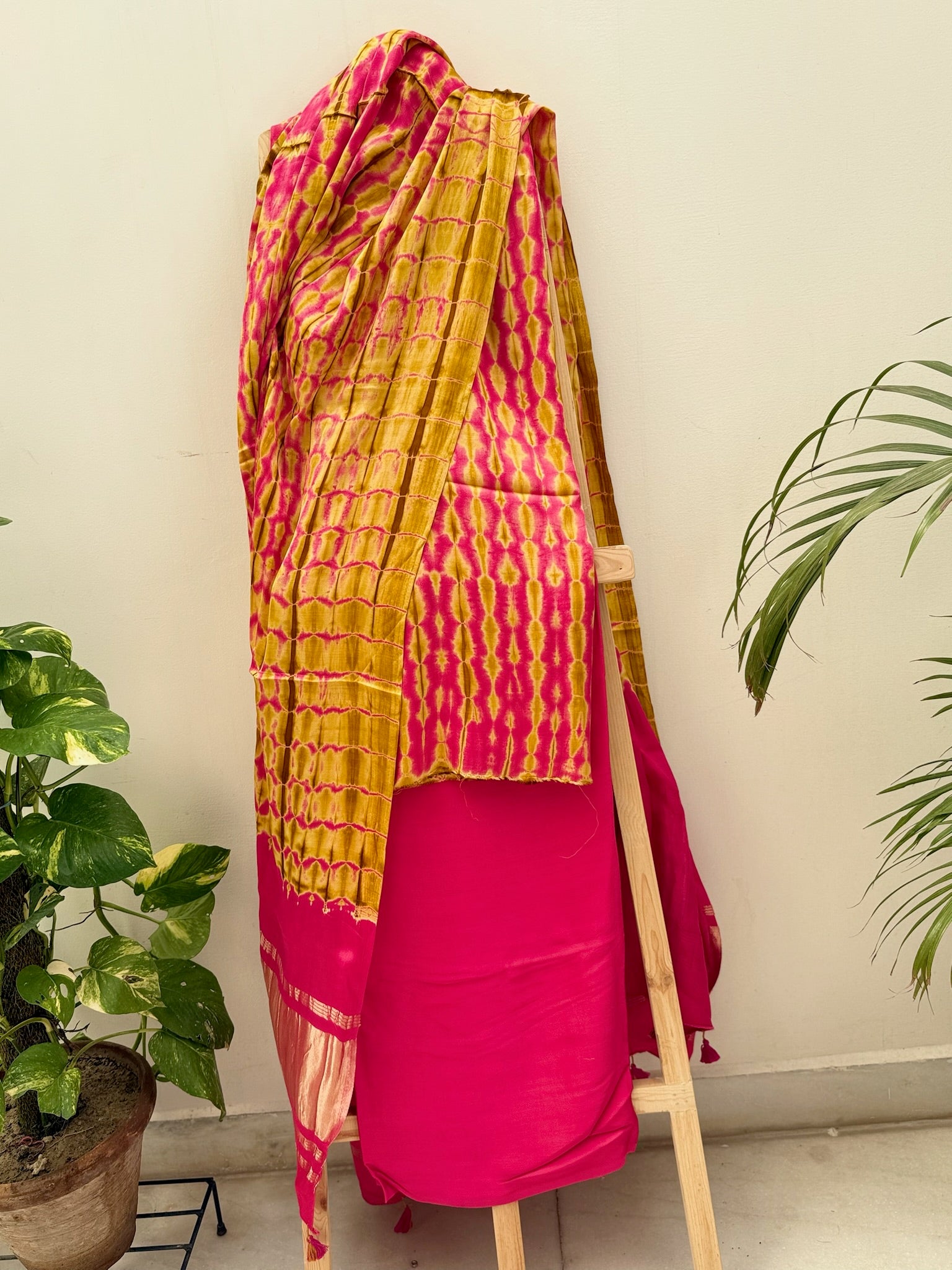 Mustard Pink Modal Silk Suit Set