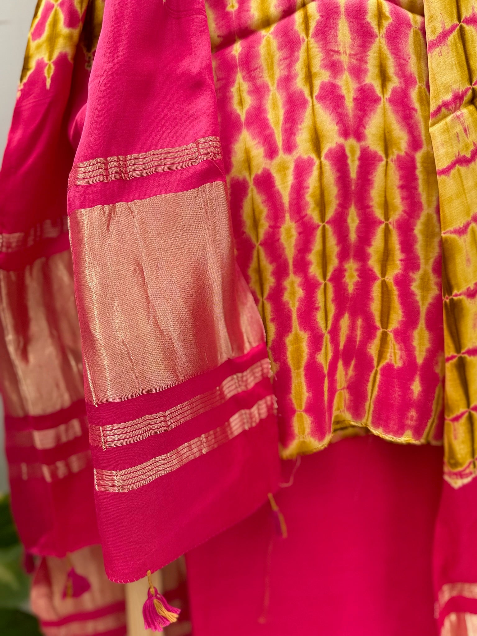 Mustard Pink Modal Silk Suit Set