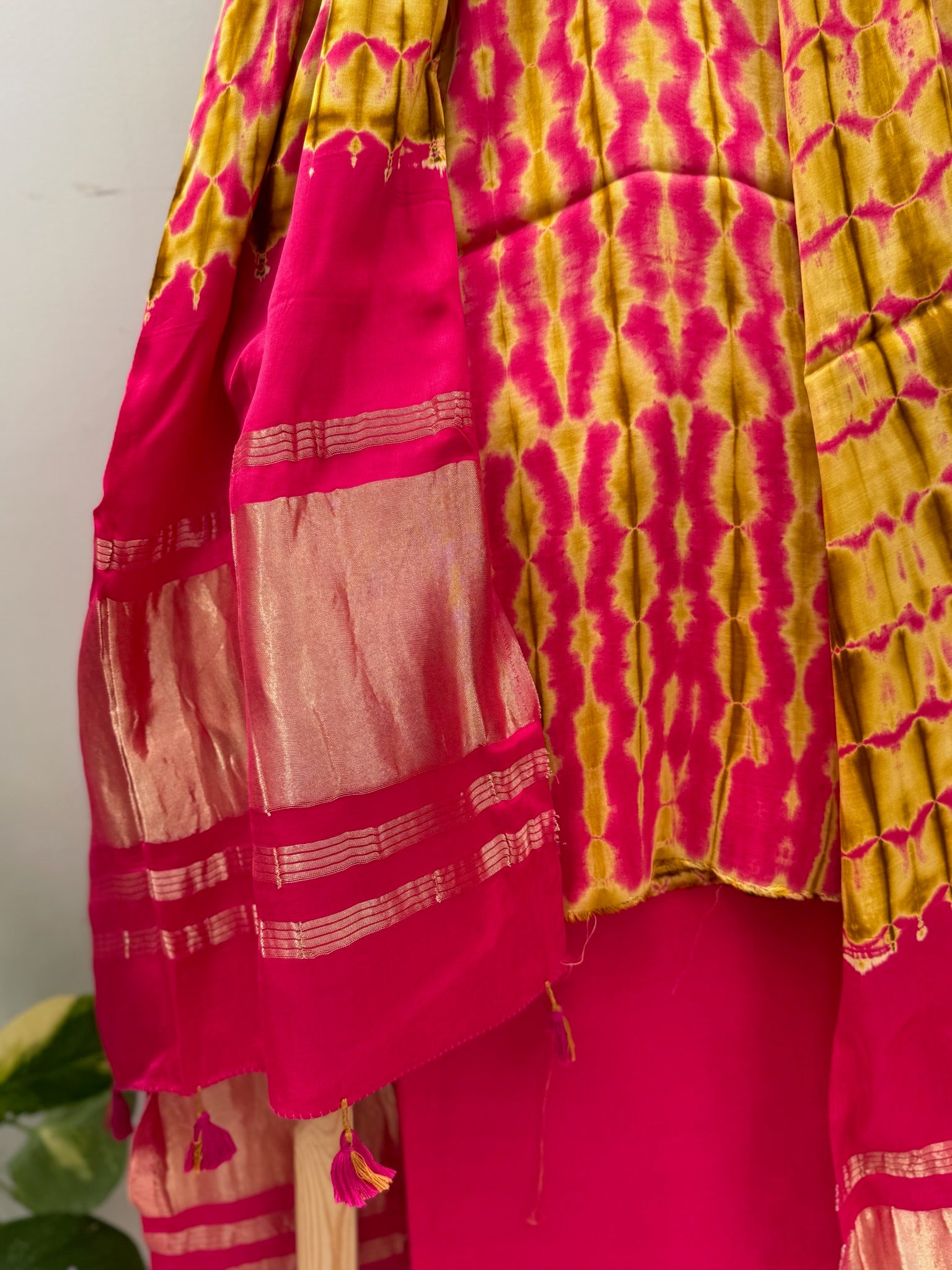 Mustard Pink Modal Silk Suit Set