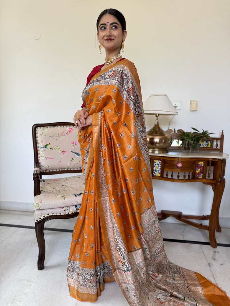Tussar And Madhubani Silk Sarees