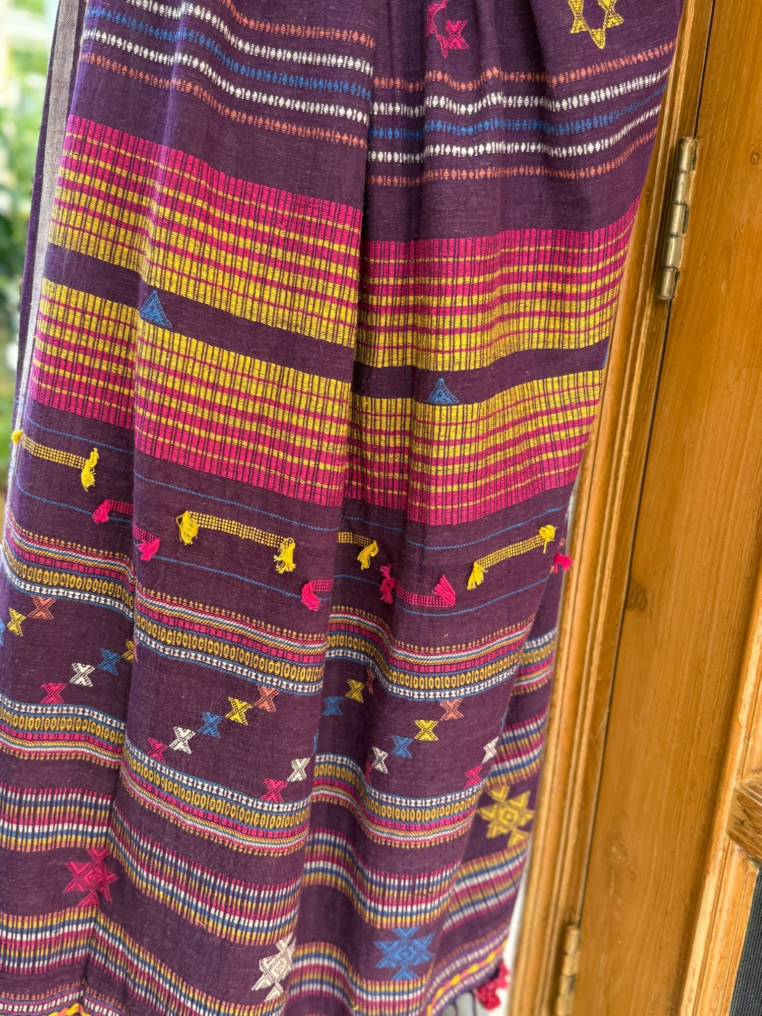 Purple and Multicolor Handwoven Bhujodi Saree
