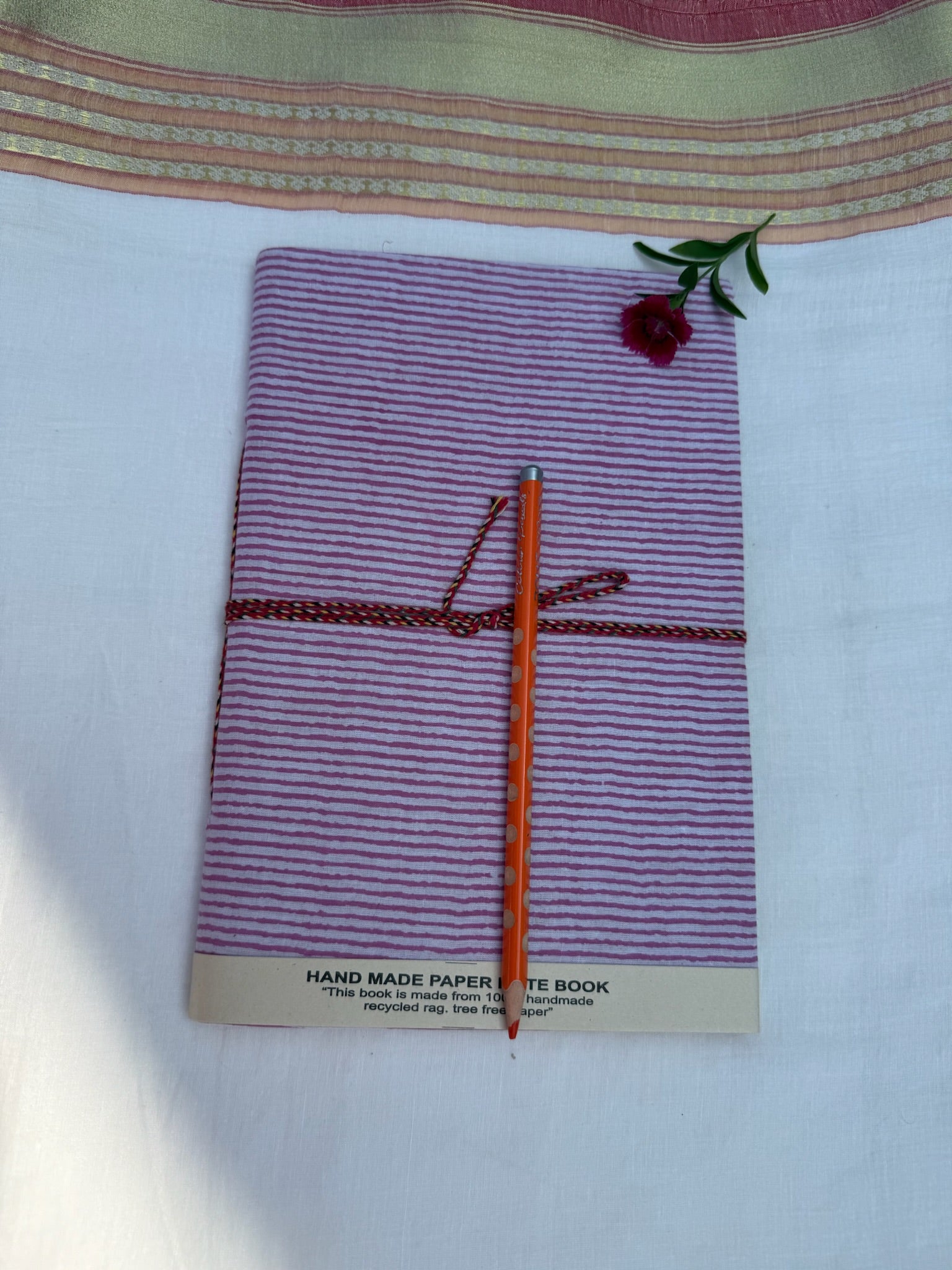 Block print cover recycled paper Diary