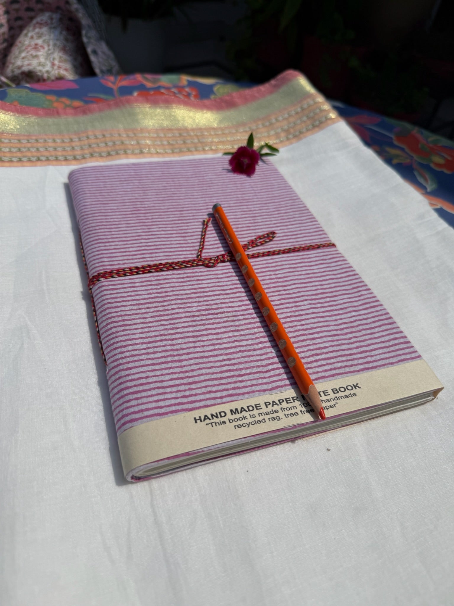 Block print cover recycled paper Diary