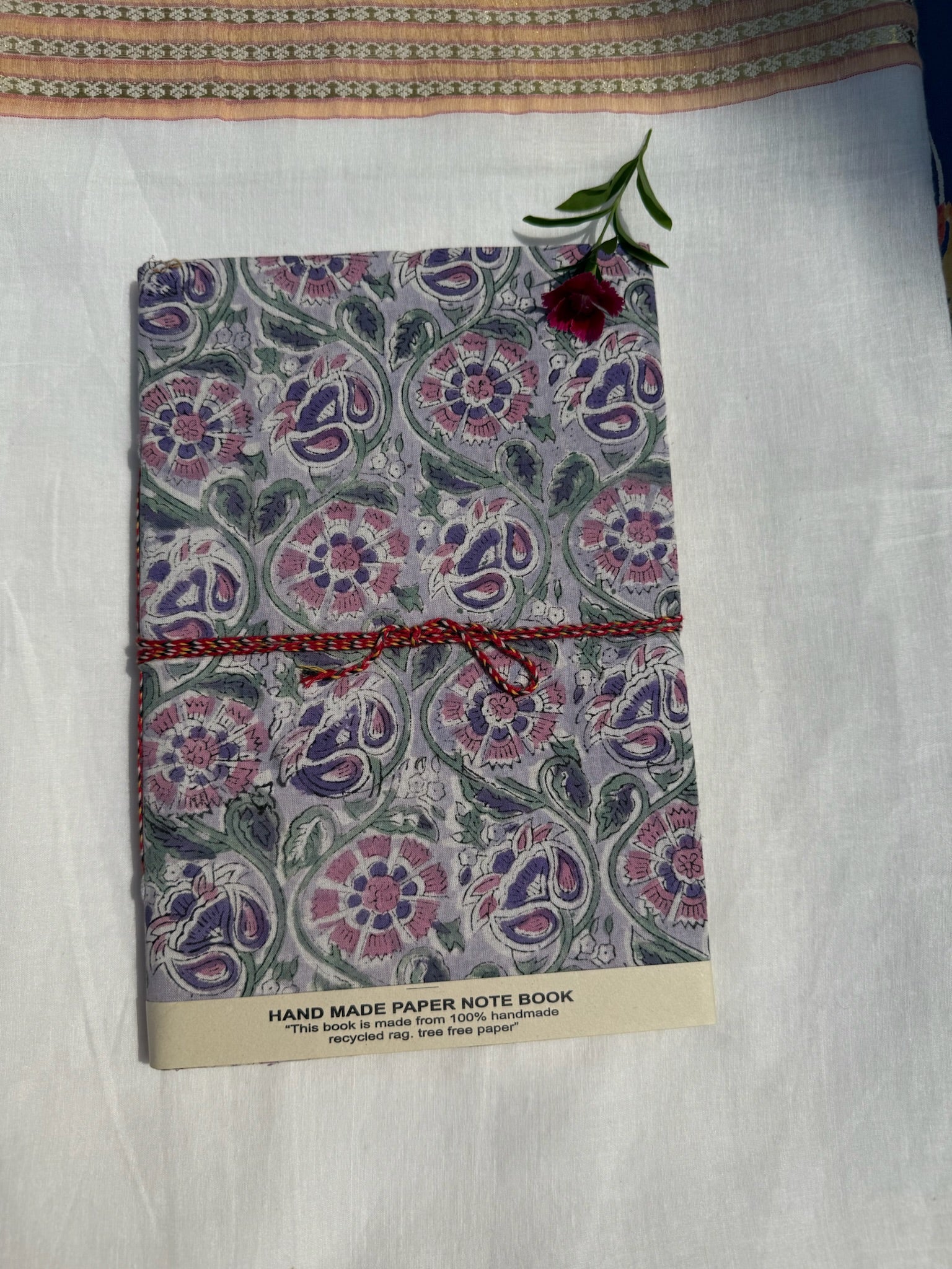 Block print cover recycled paper Diary