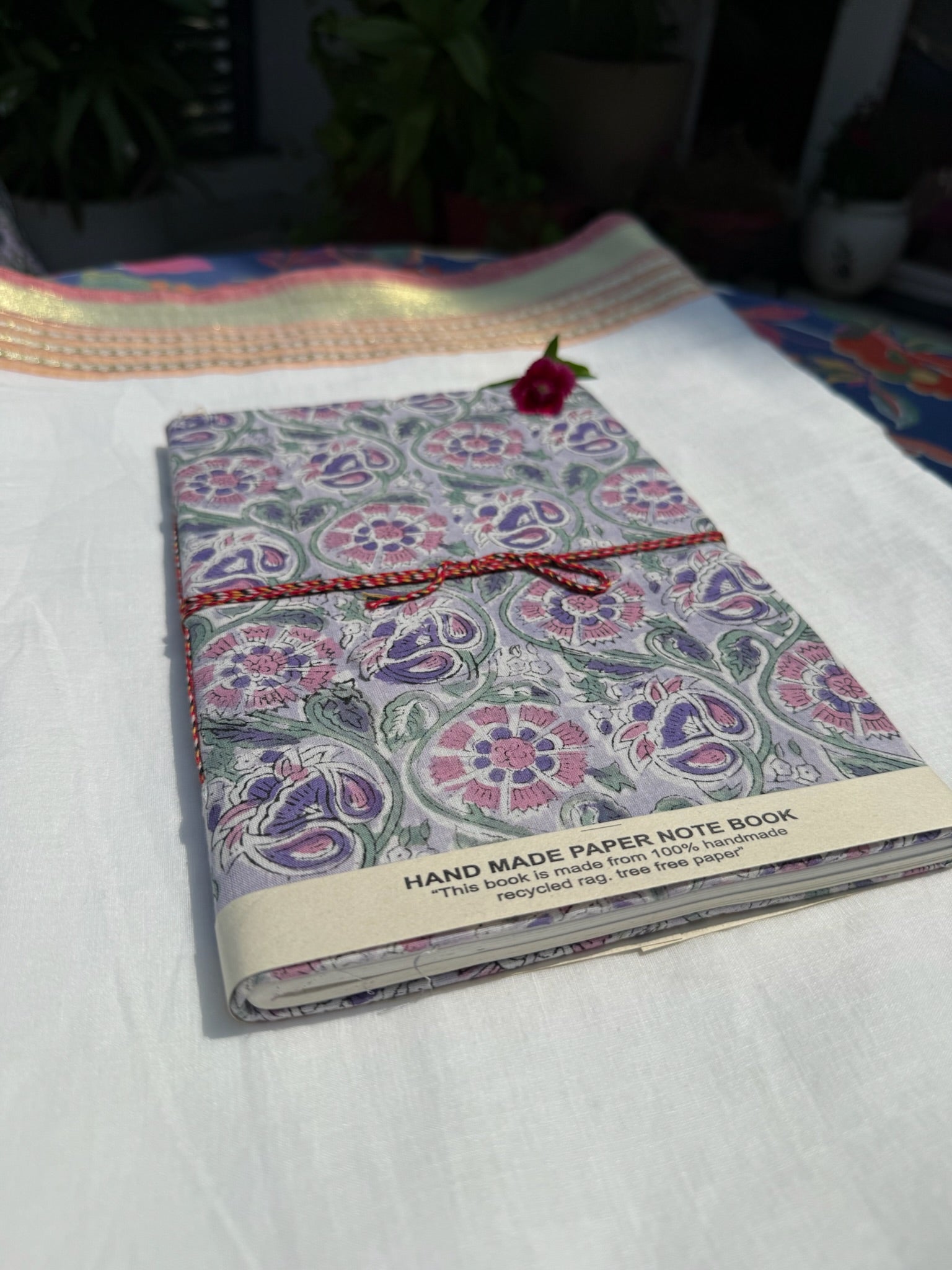Block print cover recycled paper Diary