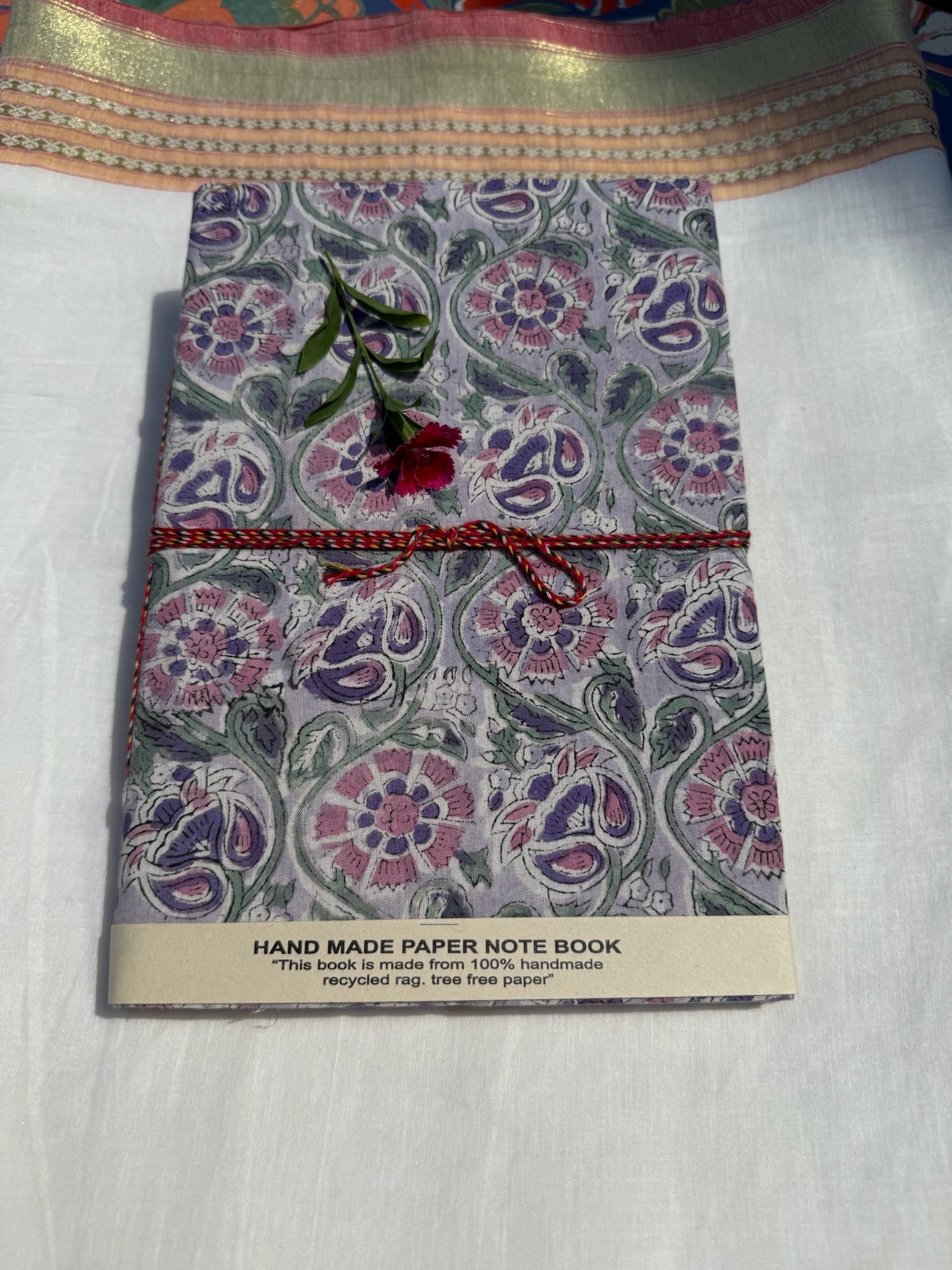 Block print cover recycled paper Diary