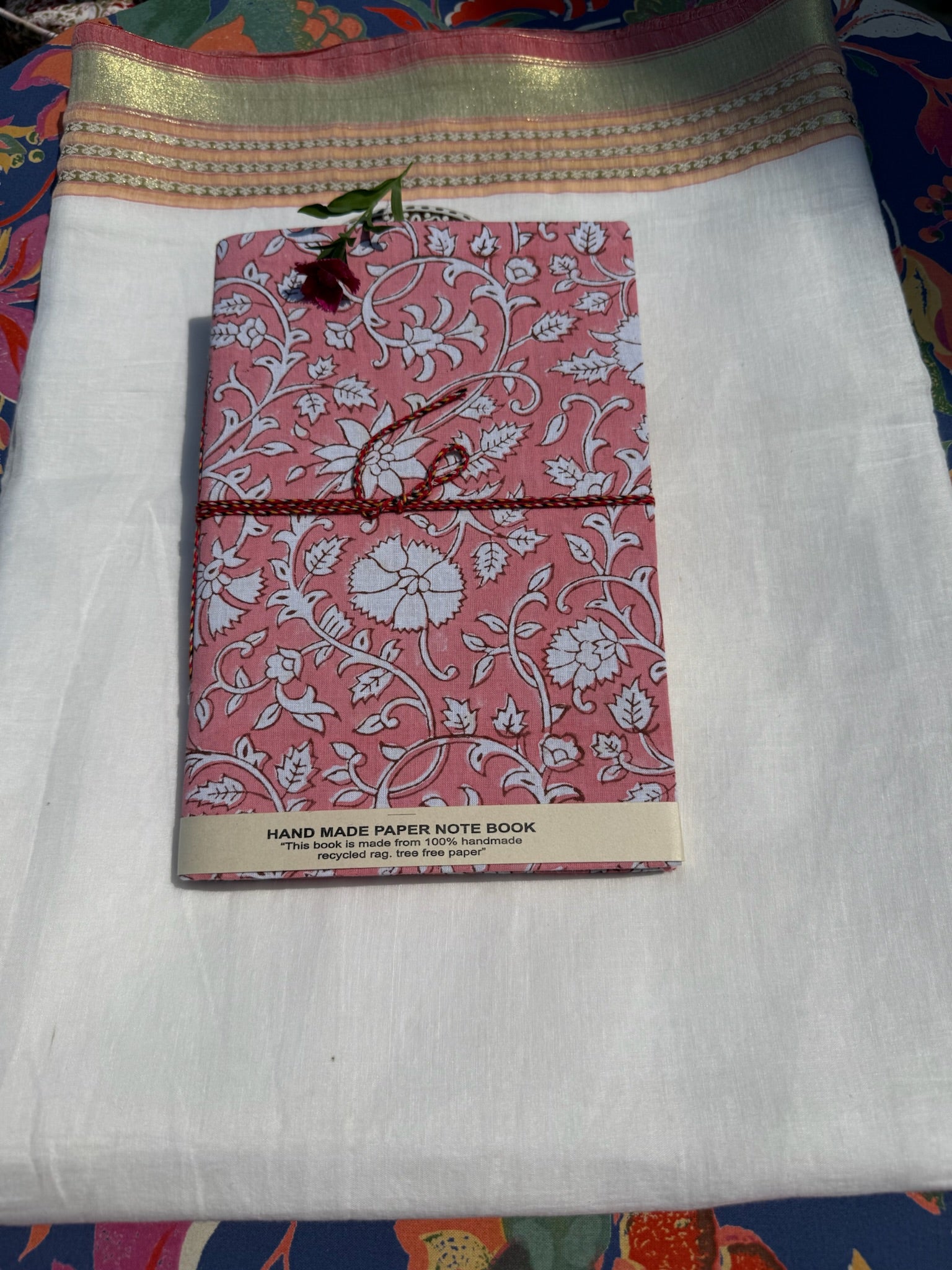 Block print cover recycled paper Diary